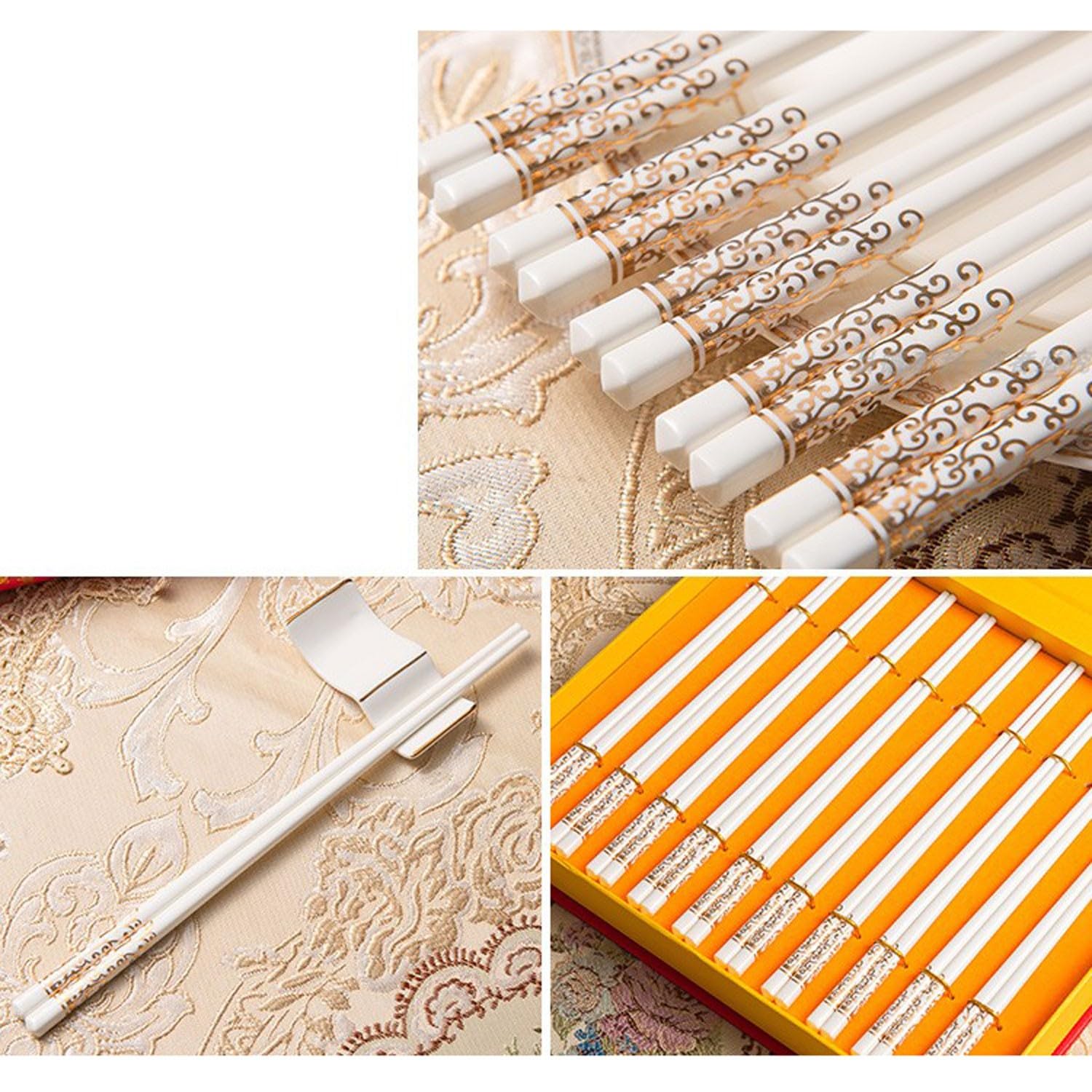 Baguettes à Doigts réutilisables, Lot de 10, Doubles Baguettes en céramique, résistantes aux Hautes températures, 25 cm, réutilisables，A 25cm