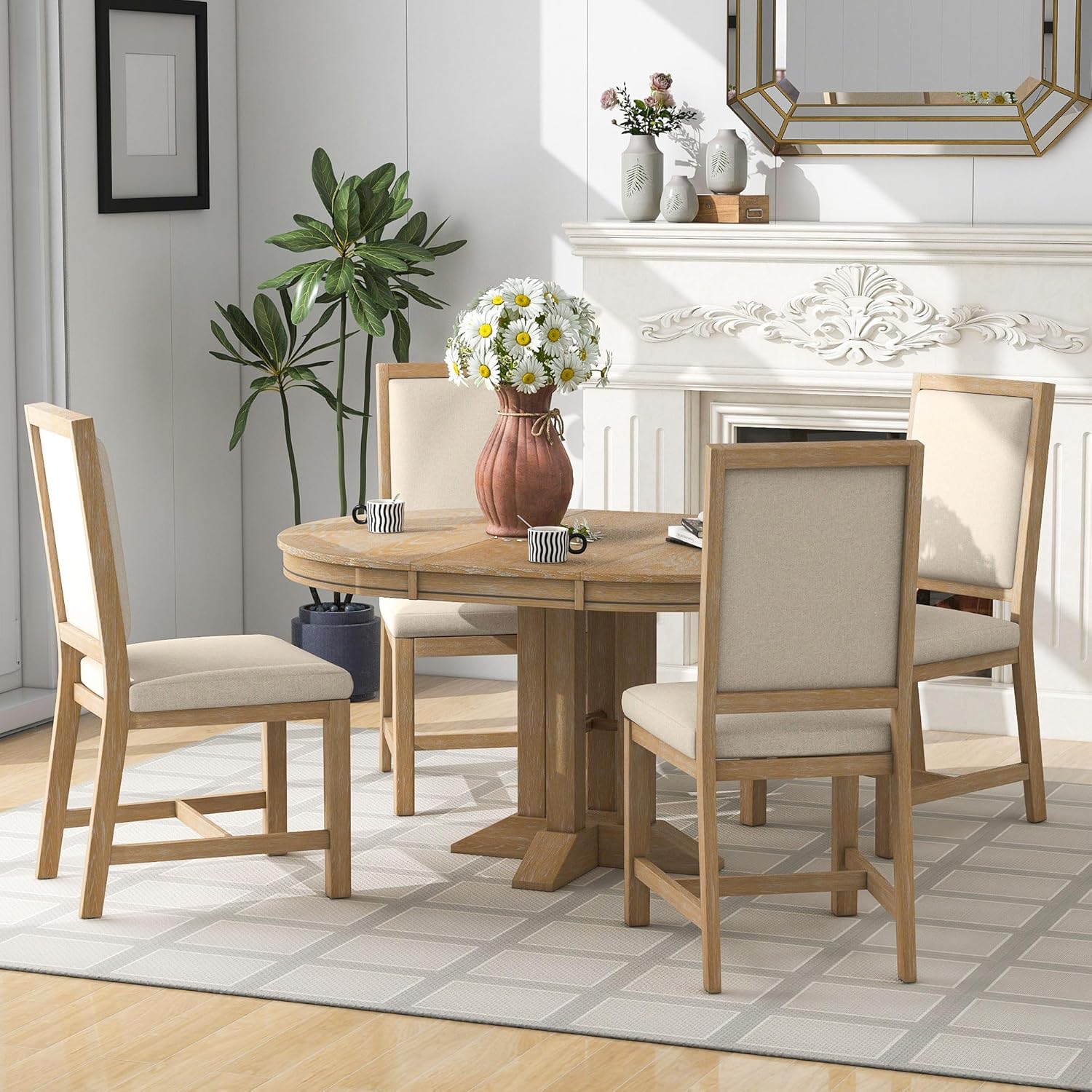 Amazon.com - Goozio 5-Piece Extendable Round Table Set and 4 ...