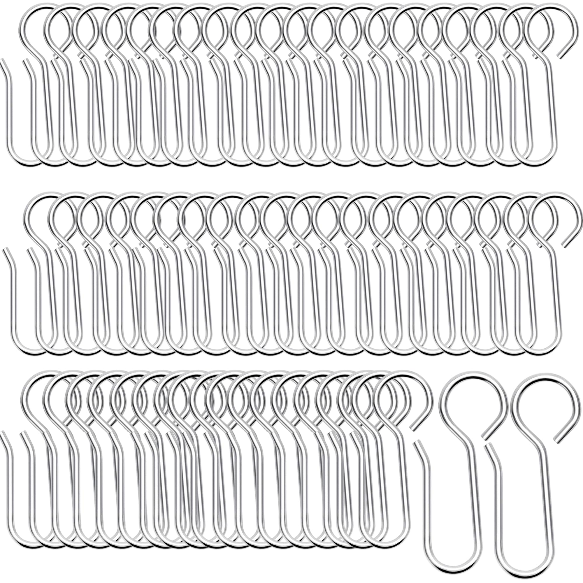 Dwuent White Curtain Hooks,Curtain Rail Gliders,Curtains Gliders,60 Pcs Metal Curtains Hook, Metal Shower Accessories