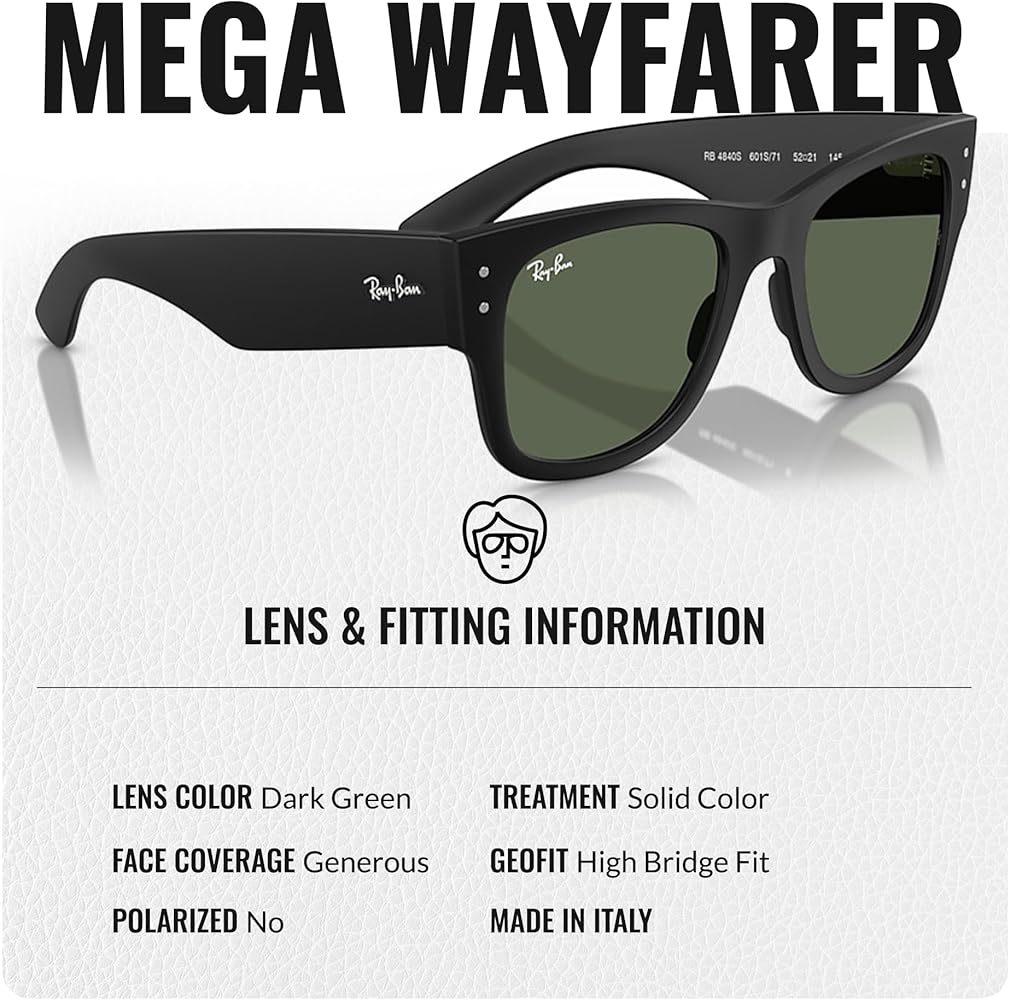 Amazon.com: Ray-Ban RB4840S MEGA WAYFARER LITEFORCE Square Shaped