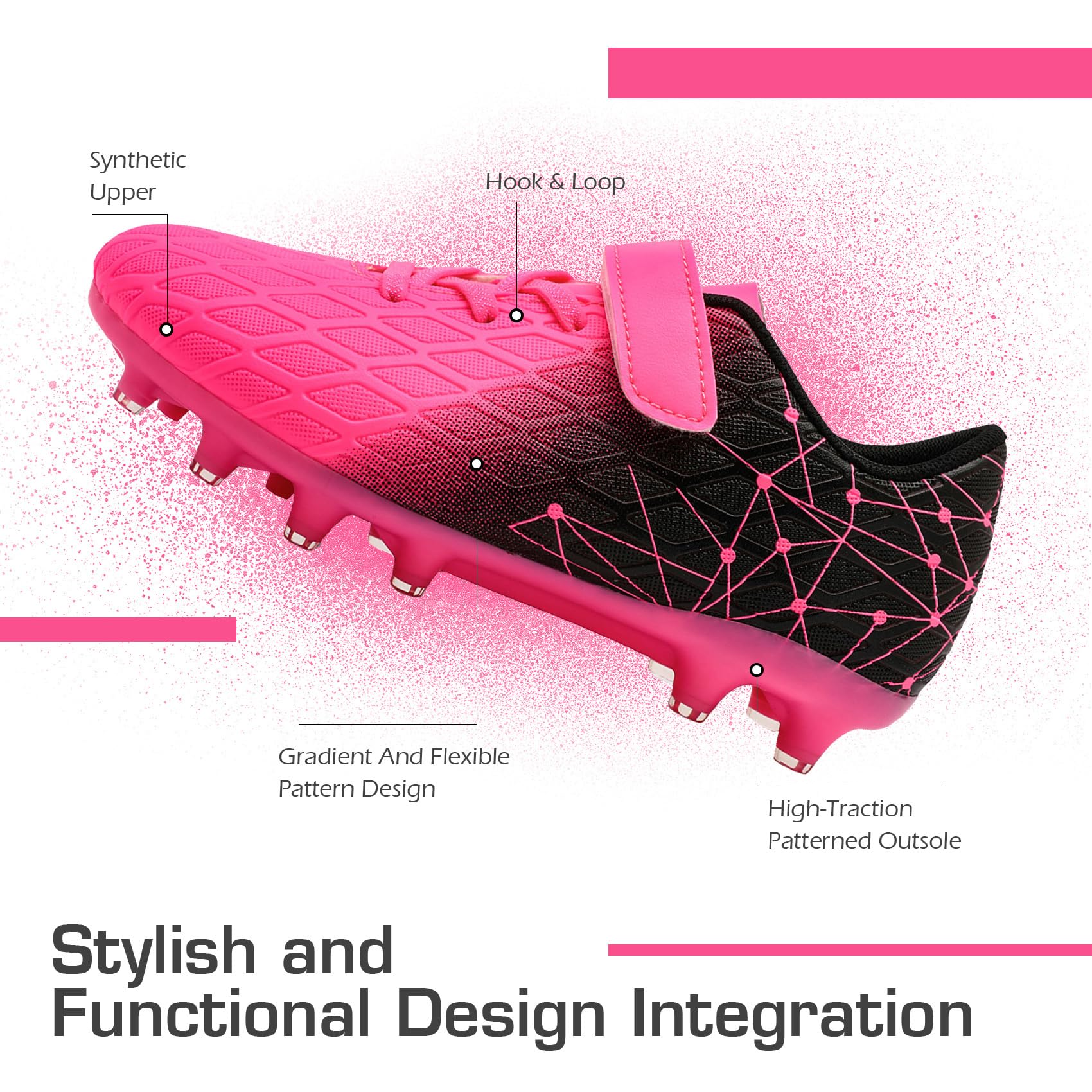DimaiGlobal Scarpe da Calcio Bambini Ragazzi con Tacchetti Bassi Professionali Scarpe da Calcetto Futsal e Allenamento per Interno/Esterno - Antiscivolo Junior