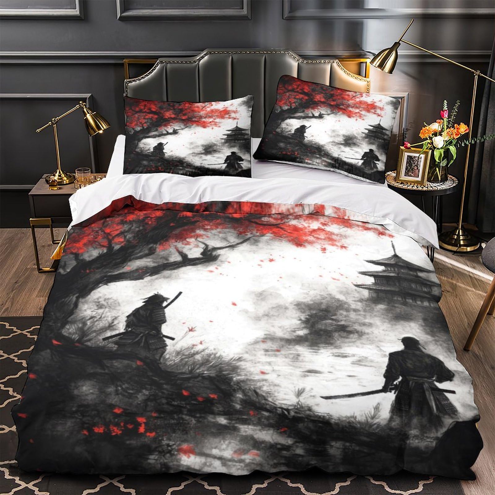Housse de Couette Samouraï hypoallergénique anti-acariens parure de lit fermeture éclair