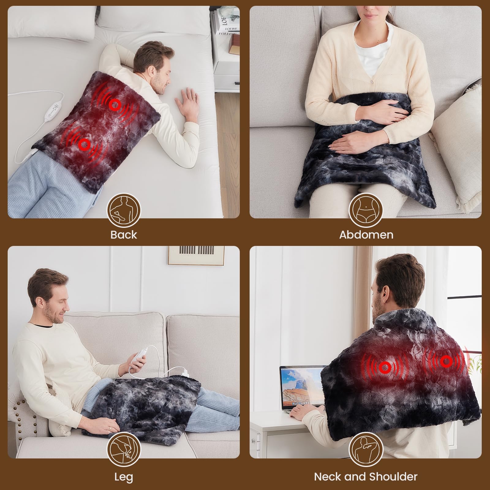 Bearhug Weighted Heating Pad, 4 Massage Modes And 4 Heat