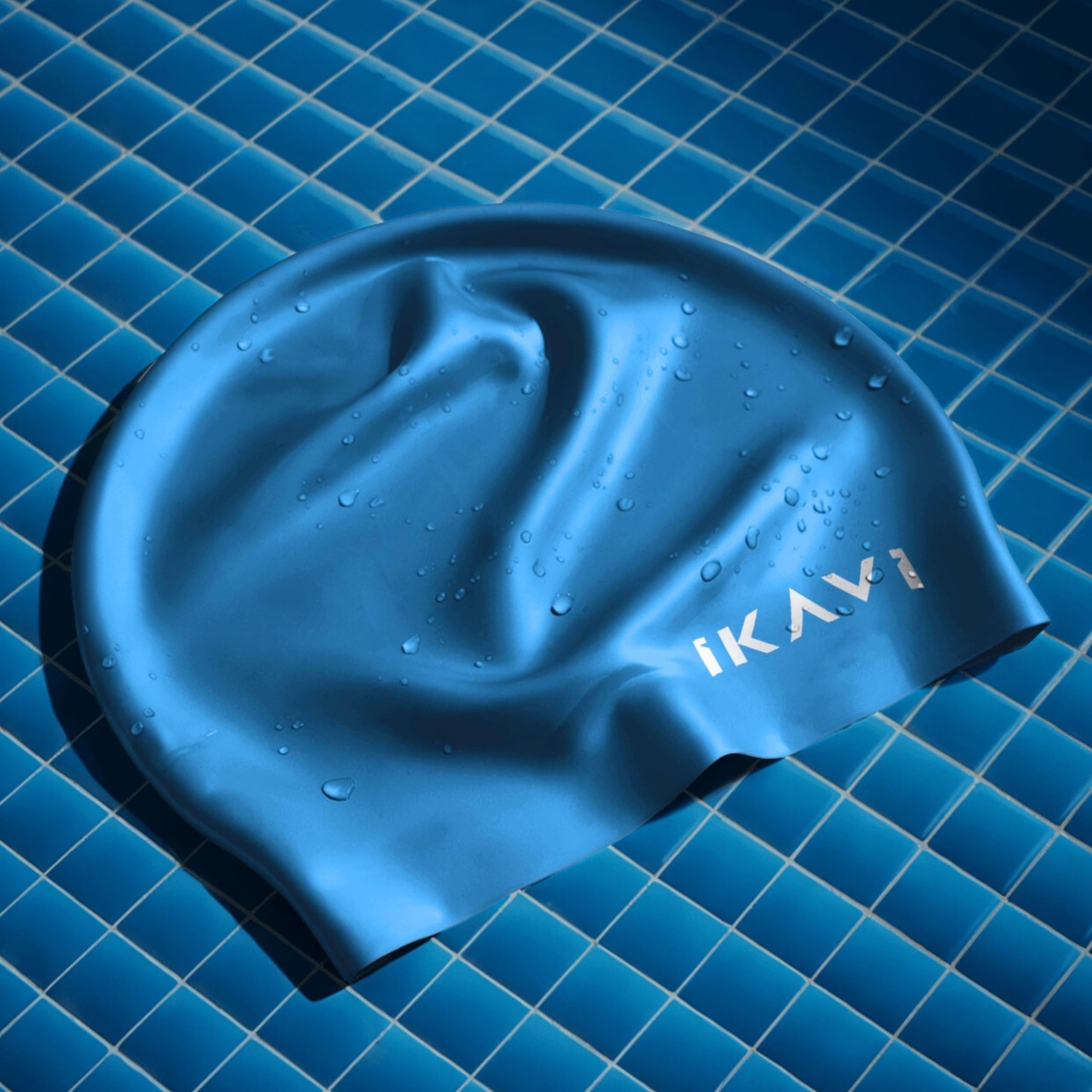 Silicone Swim Cap - Durable & Stretchable, One Size Fits All (Metallic Blue)