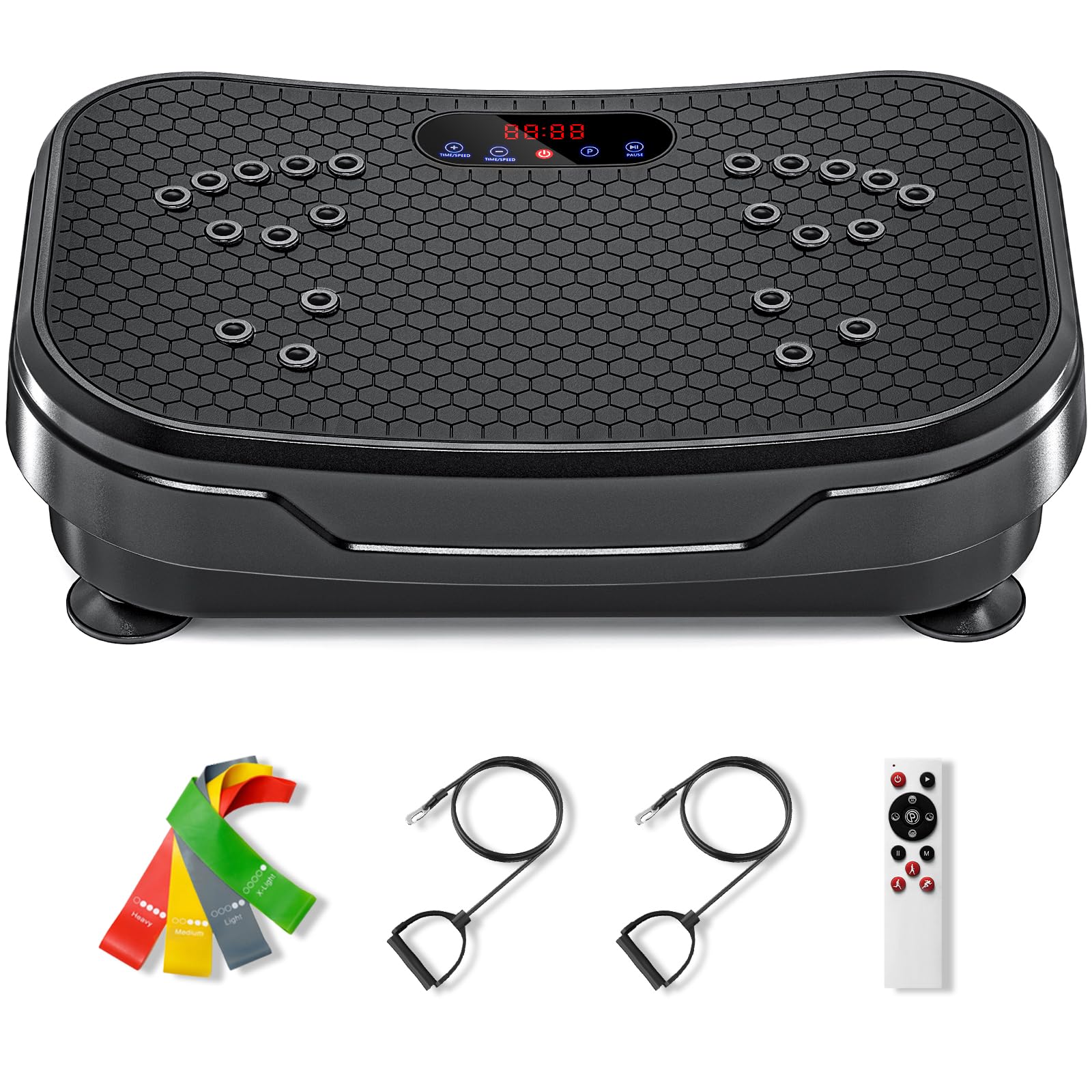 ZCMHAXJ Vibration Plate Exercise Machine for Lymphatic Drainage & Weight Loss, Vibrating Plate with Loop & Resistance Bands, 330LBS Capacity Whole Body Workout Power Plate Vibration Platform for Home