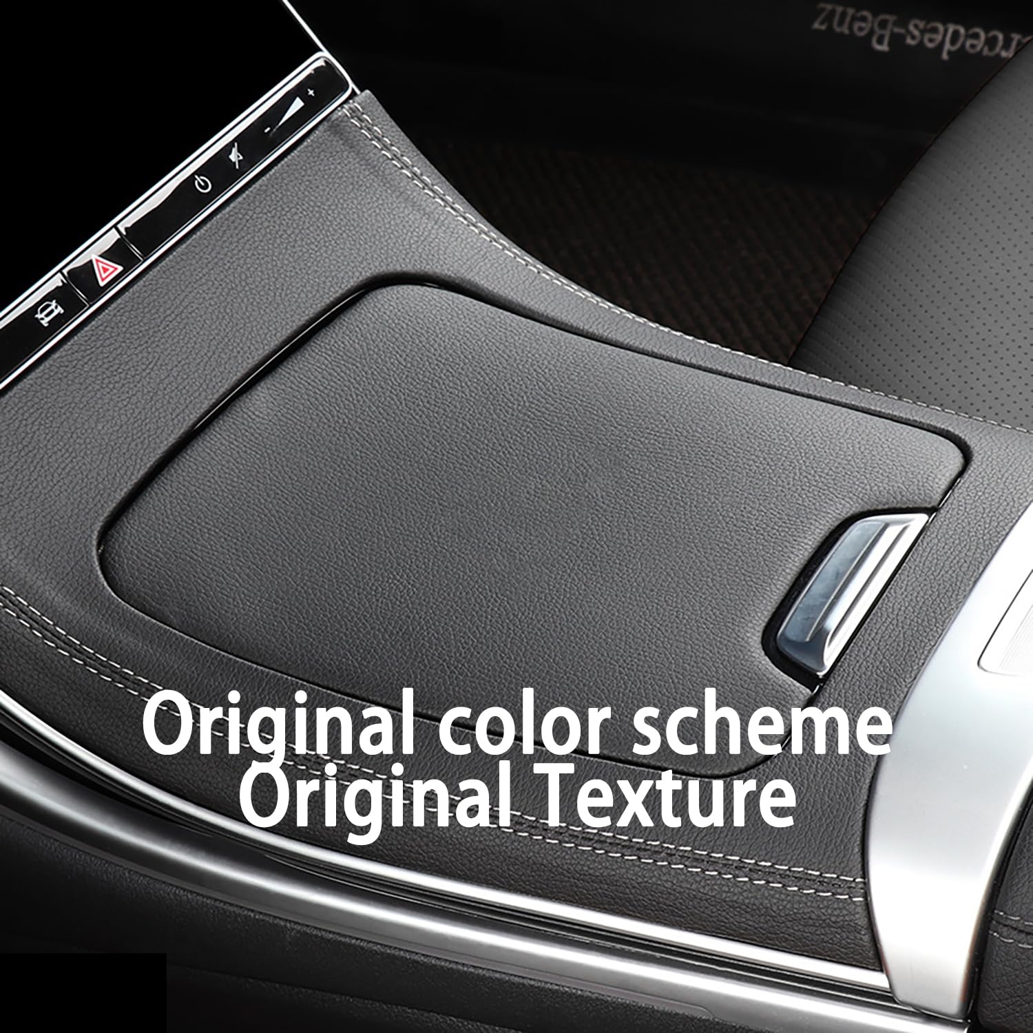 Mittelkonsolenverkleidung Lederaufkleber,Interieur-Pakete,Schalttafel-Verkleidung,Anti-Reibung Fingerprint,Schützt Originalfahrzeug,Für Benz c-Klasse 2022-2023,Schwarz(Lückenlose Bezahlung)