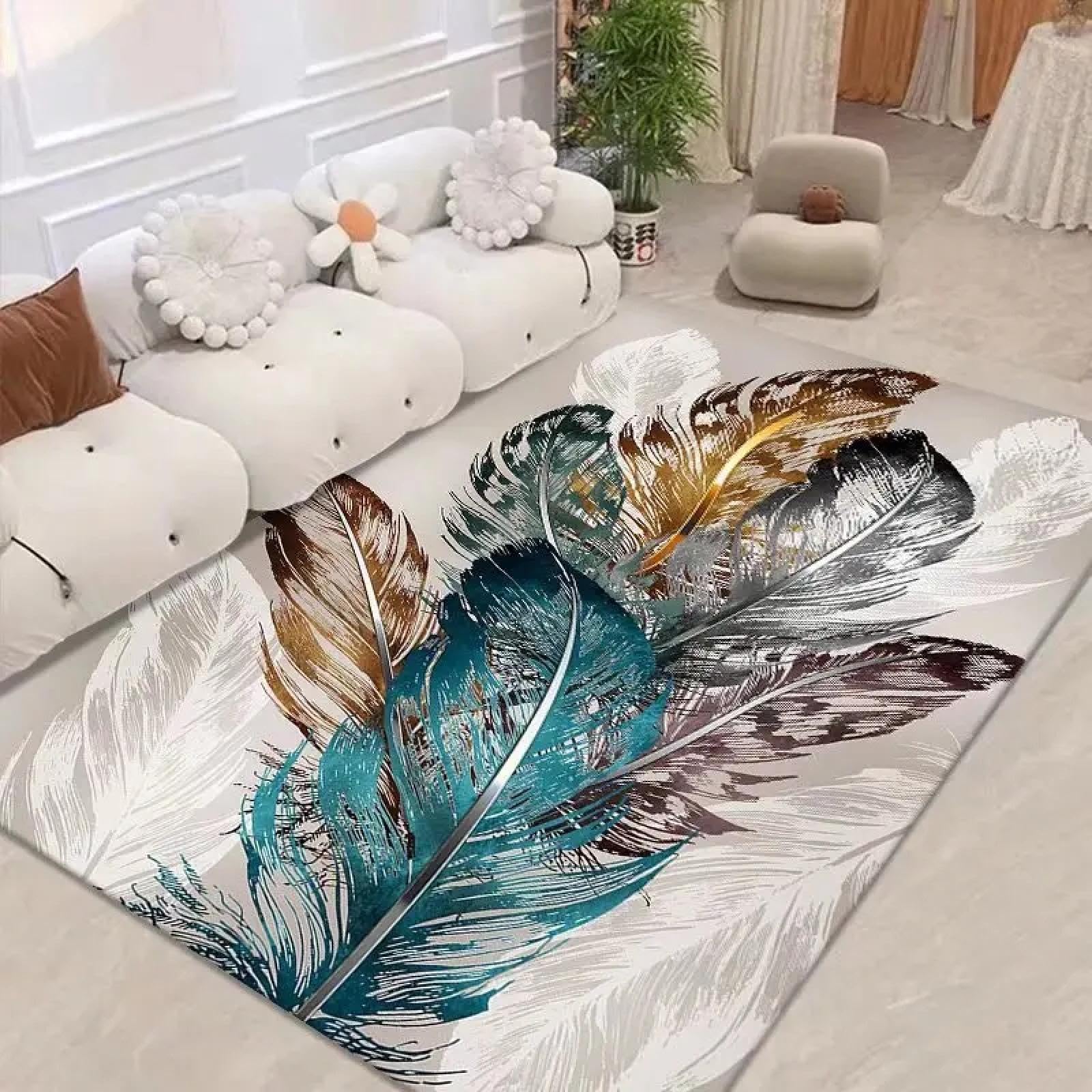Tapis en plumes de style nordique chic et luxe doux 50x80cm