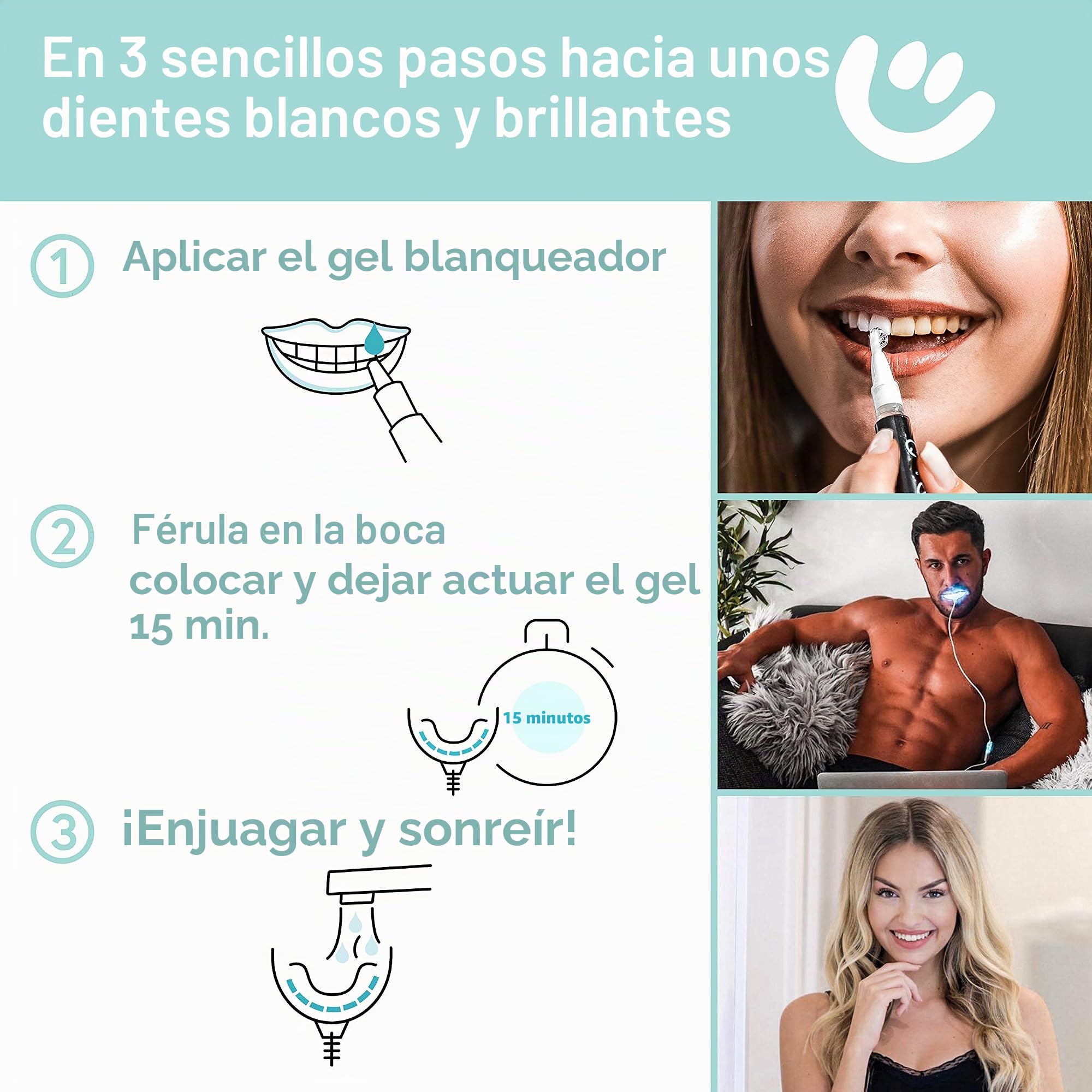 Kit de blanqueamiento de dientes de alta calidad de UniqueSmile – ganador de la prueba 2023 – 100 días sin riesgos – Paquete todo en uno para blanquear los dientes y dientes blancos – Juego de