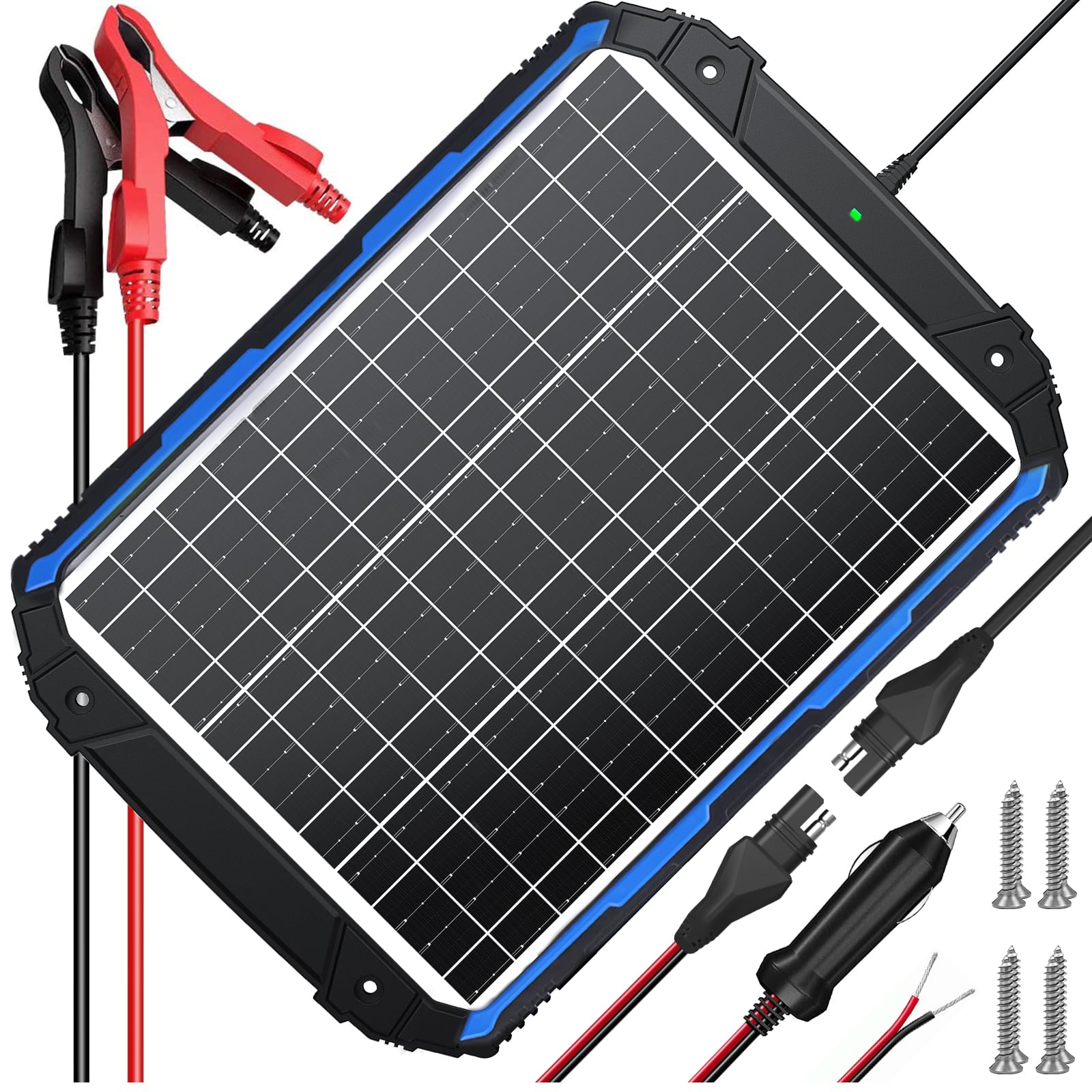 suner power 25w 12v solar battery trickle charger & maintainer pro, built-in intelligent mppt controller, waterproof 12 volt 25 watt solar panel charging kits for car marine rv trailer boat automotive