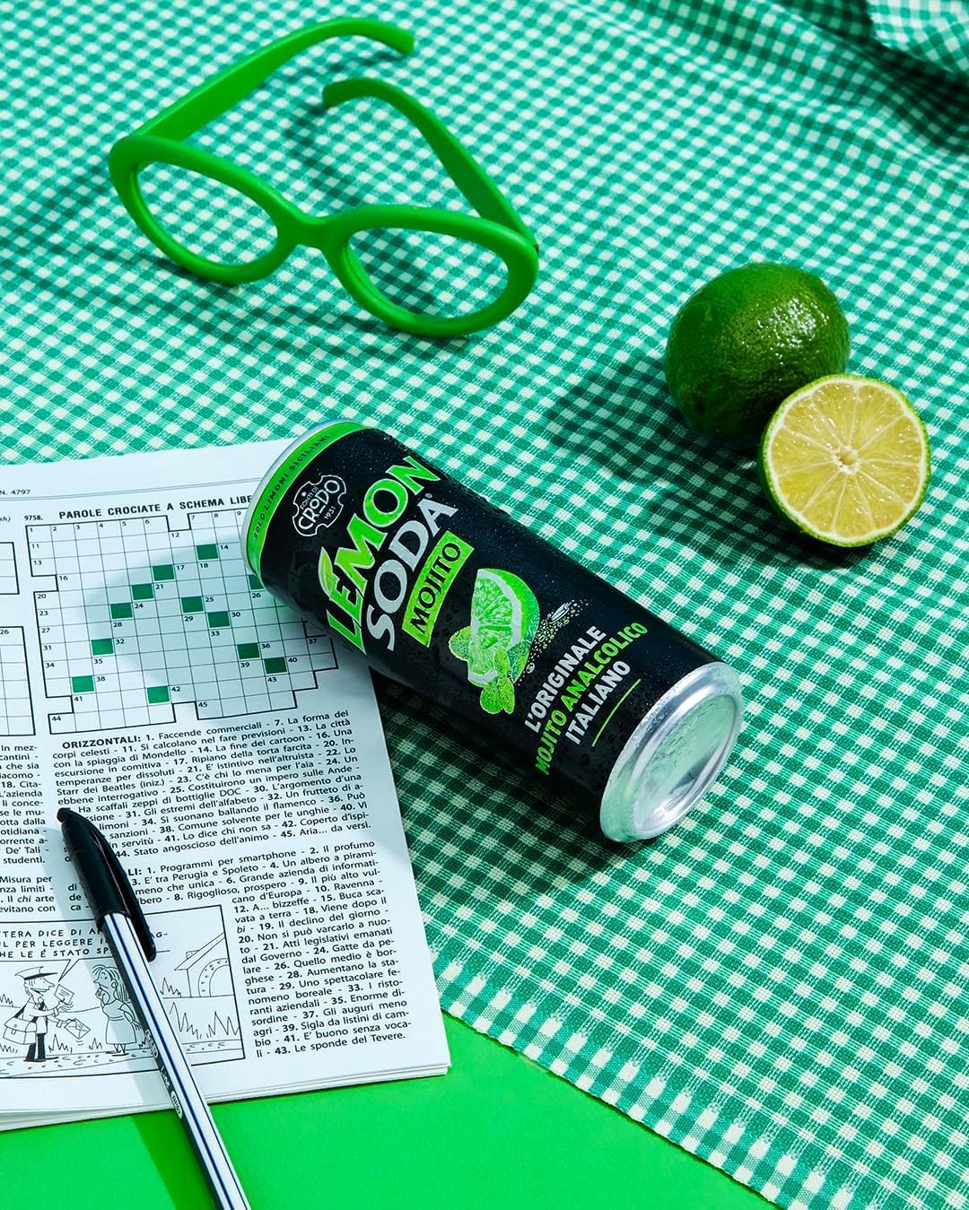 Italian Gourmet Bundle 48x33cl Mojito alkoholfrei Limonade + Italian Gourmet Polpa – Zitronenlimonade Softdrink, Lemon Soda Erfrischungsgetränk, Dosen Getränk Vorratspack Party Drink