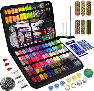 Pmbqifay 305Pcs Sewing Kit for Adults, 56Color Thread Spools, Portable Needle and Thread Kit for Sewing, with Scissors and Accessories for Adults, Kids, Beginner, Home, Travel, Emergency Sewing Kits