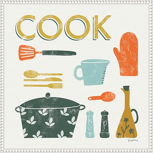 Miniatura 10 de Amanti Art Framed Canvas Wall Art 16x16 Retro Kitchen III Cook by Becky Thorns, Framed Wall Art Canvas, Cuisine Artwork, Traditional Decor, Small