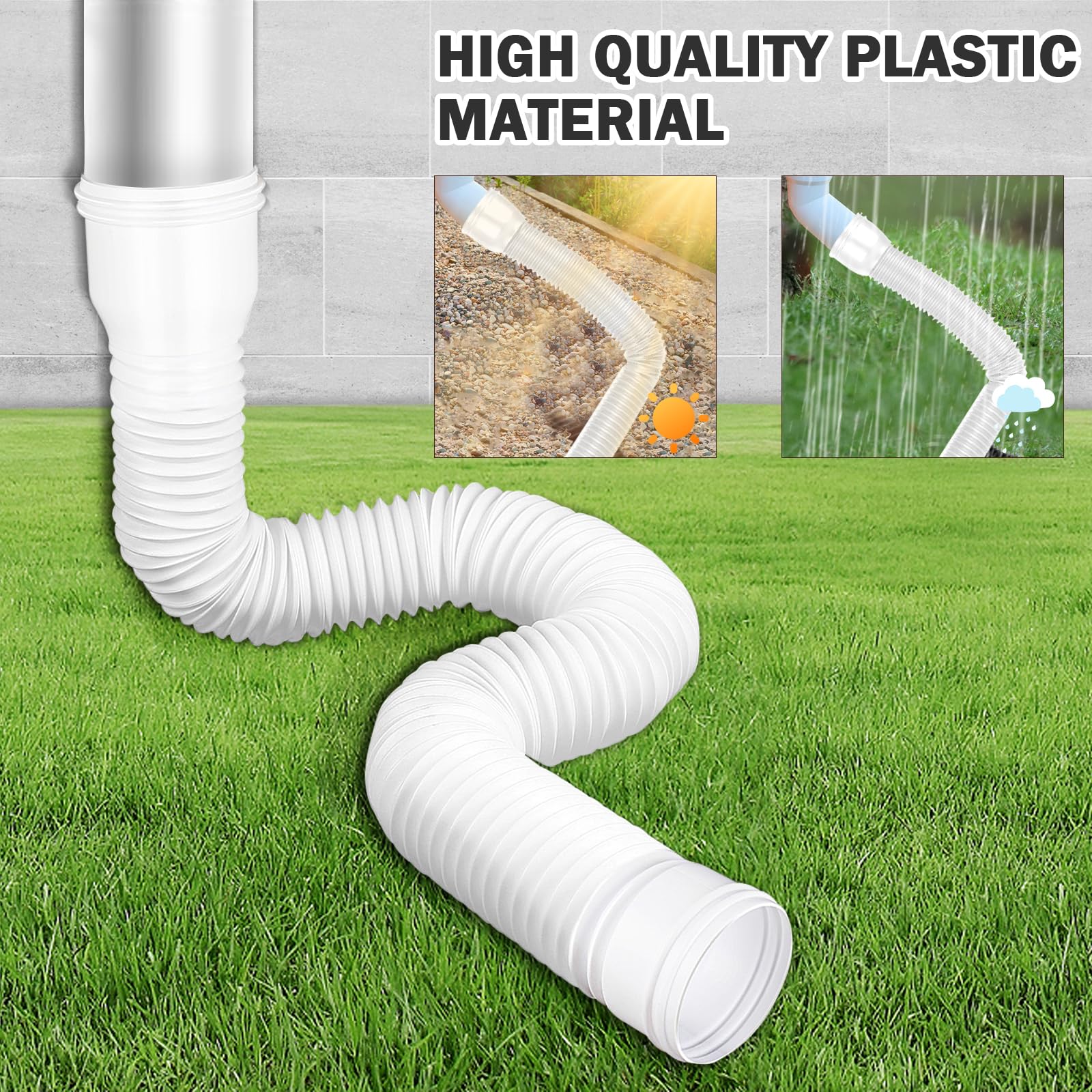 1 pieza de extensión flexible para canalones y bajantes, 80/100 mm extensible para canalon de 47 a 150 cm, extensión canalones pvc para lluvia tejado, blanco