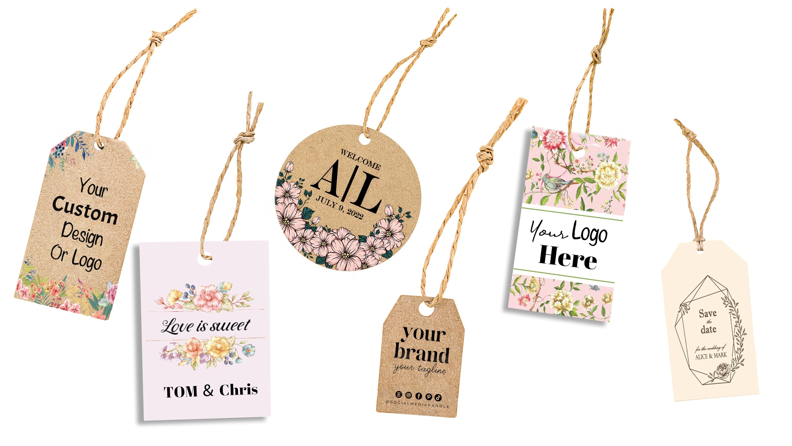 50-500PCS Personalized Hang Tags with Your Text and Logo, Labeling Tags for Arts and Crafts, Jewelry, Sales, Merchandise, Gift Wrap Tags for Small Business (100PCS)