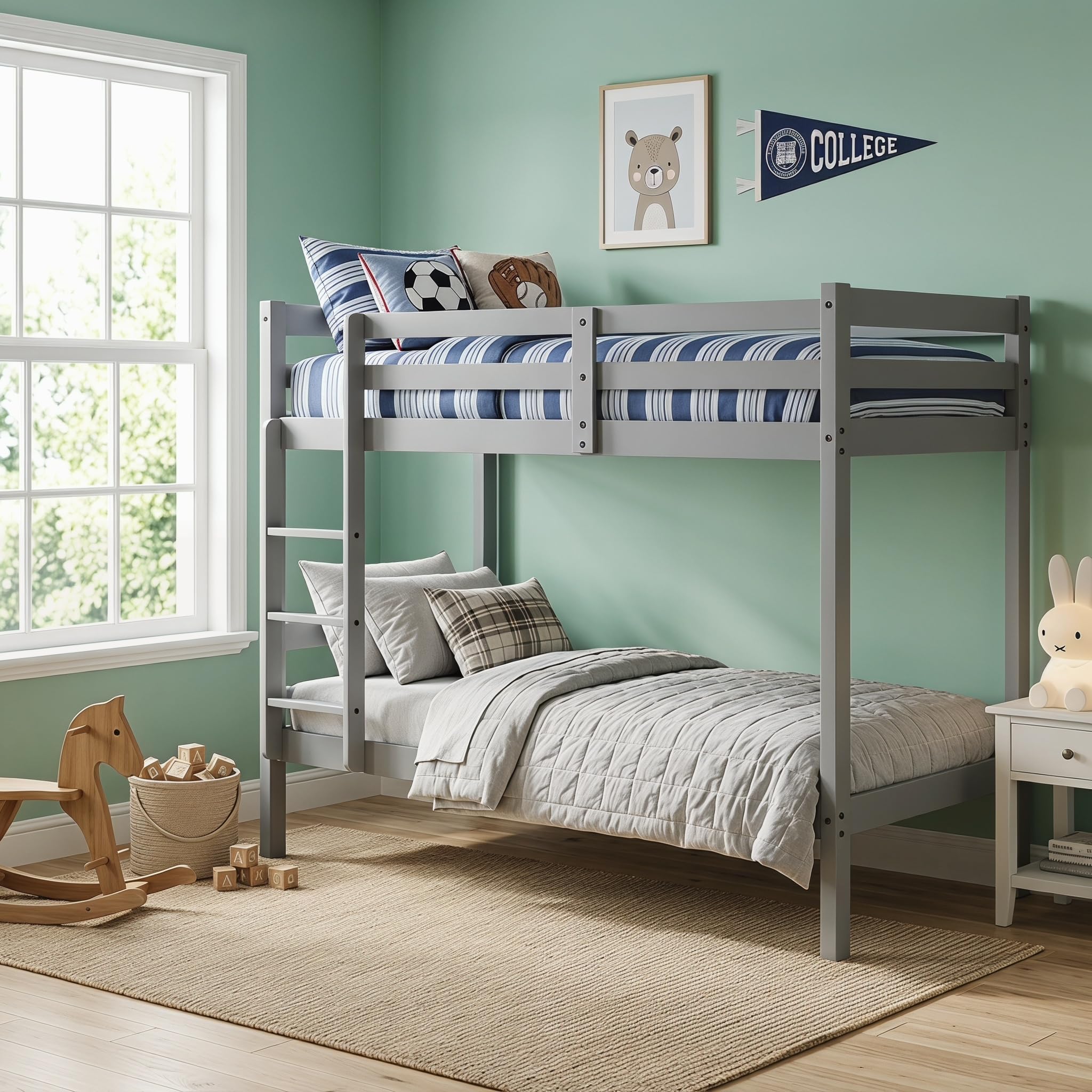 Panana Bunk Bed 3FT Wooden Bunky Sleeper Bed Single Double Bed For Kids, Children (Black)