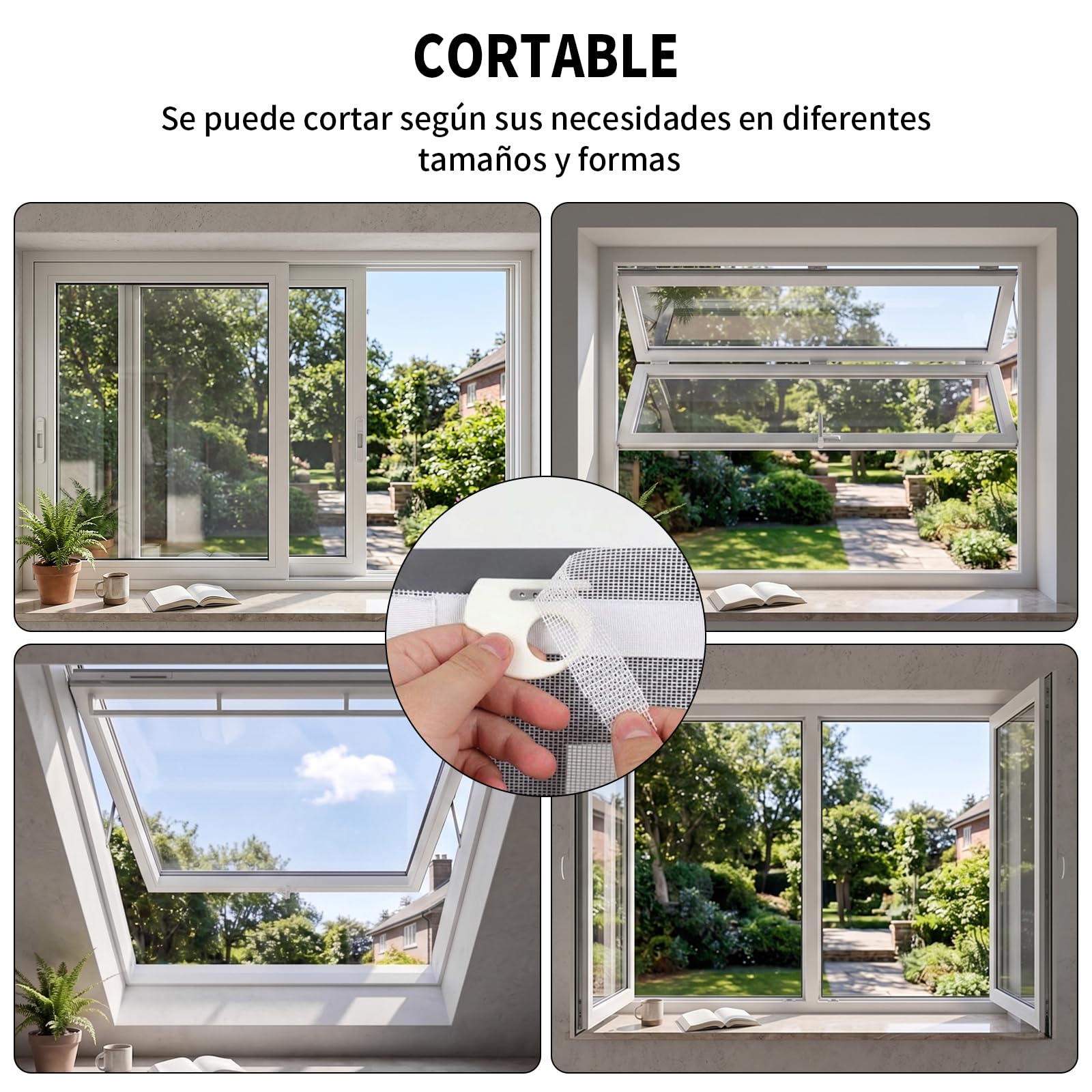 BKSAI Mosquitera Ventana para Gatos, Red Anticaída Adhesiva sin Taladrar, Malla Recortable Resistente a Arañazos, Protección Mascotas para Ventana - 130x150 CM Blanco Roto
