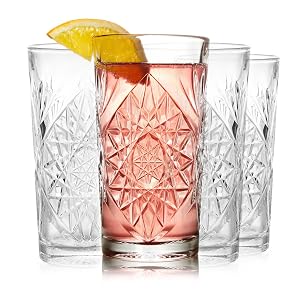 Libbey Hobstar Double Old Fashioned Glasses Rose Colored Cut Glass Drinking Glasses Set of 4 Durable Vintage Whiskey