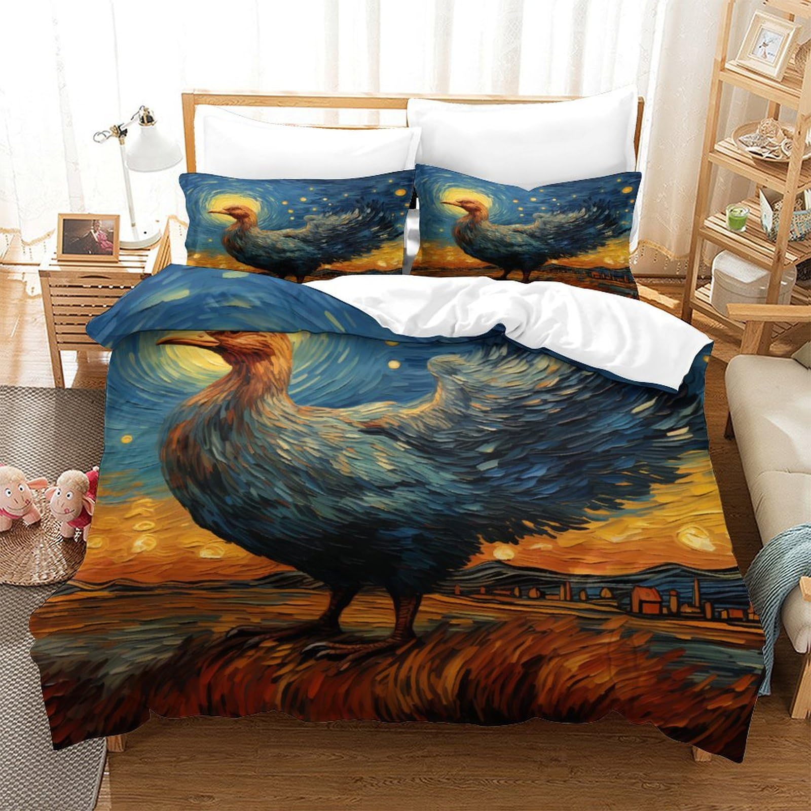 P1S9U7W5Y Starry Bird 3D Printed Duvet Cover Set 3pcs Microfiber Big Bird Bedding Set Double