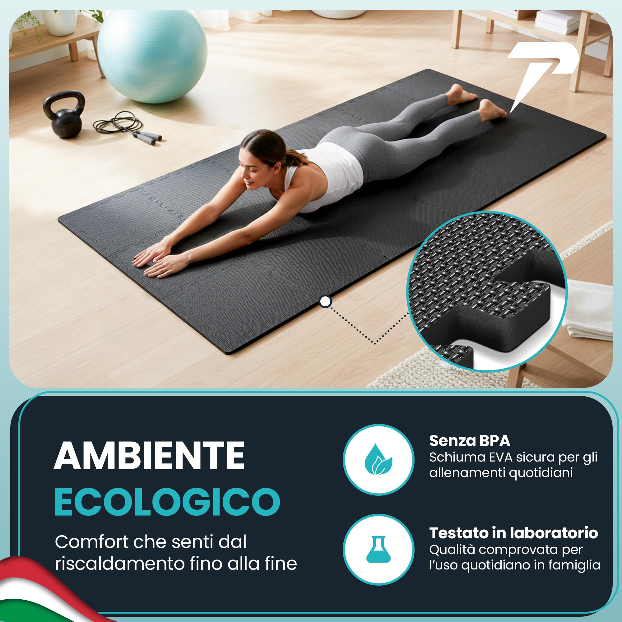 Tappeto Da Fitness A Puzzle【Set Da 21 Tappetini】Materassino Antiscivolo Da Palestra Componibile Con Protezione Antiurto Per Pavimenti, Tappetino Palestra, Pesi Workout Ginnastica Sport Piscina Garage