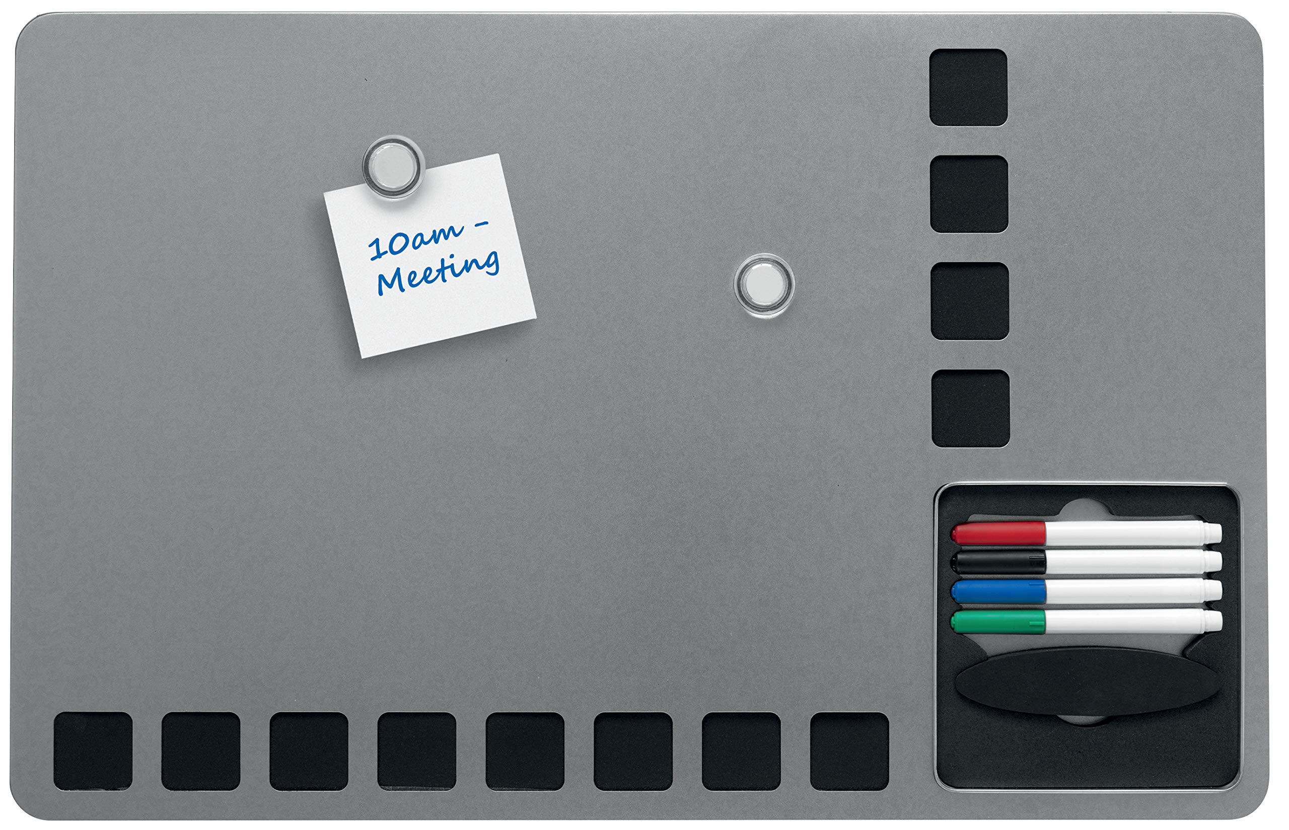 Rexel Nobo - Pizarra magnética combinada con cuadrículas espuma + kit escritura 610x390 mm, color plata