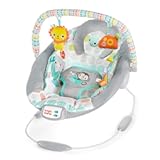 Bright Starts Comfy Baby Bouncer Soothing Vibrations Infant Seat - Taggies&comma; Music&comma; Removable -Toy Bar&comma; 0-6 Months Up to 20 lbs &lpar;Whimsical Wild&rpar;