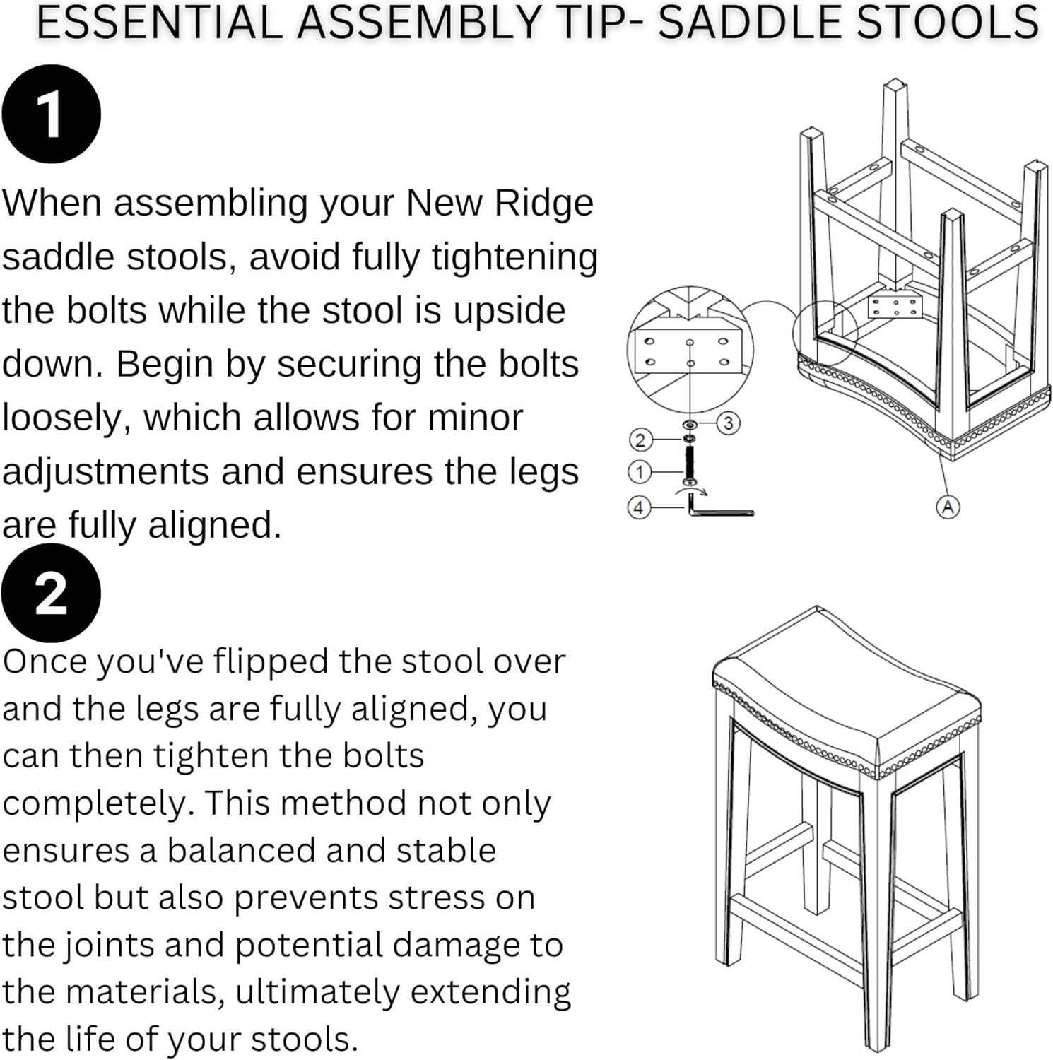 New Ridge Home Goods Zoey 26in. Counter-Height Backless Wood Saddle-Seat Barstool with Nailhead Trim, Alabaster White