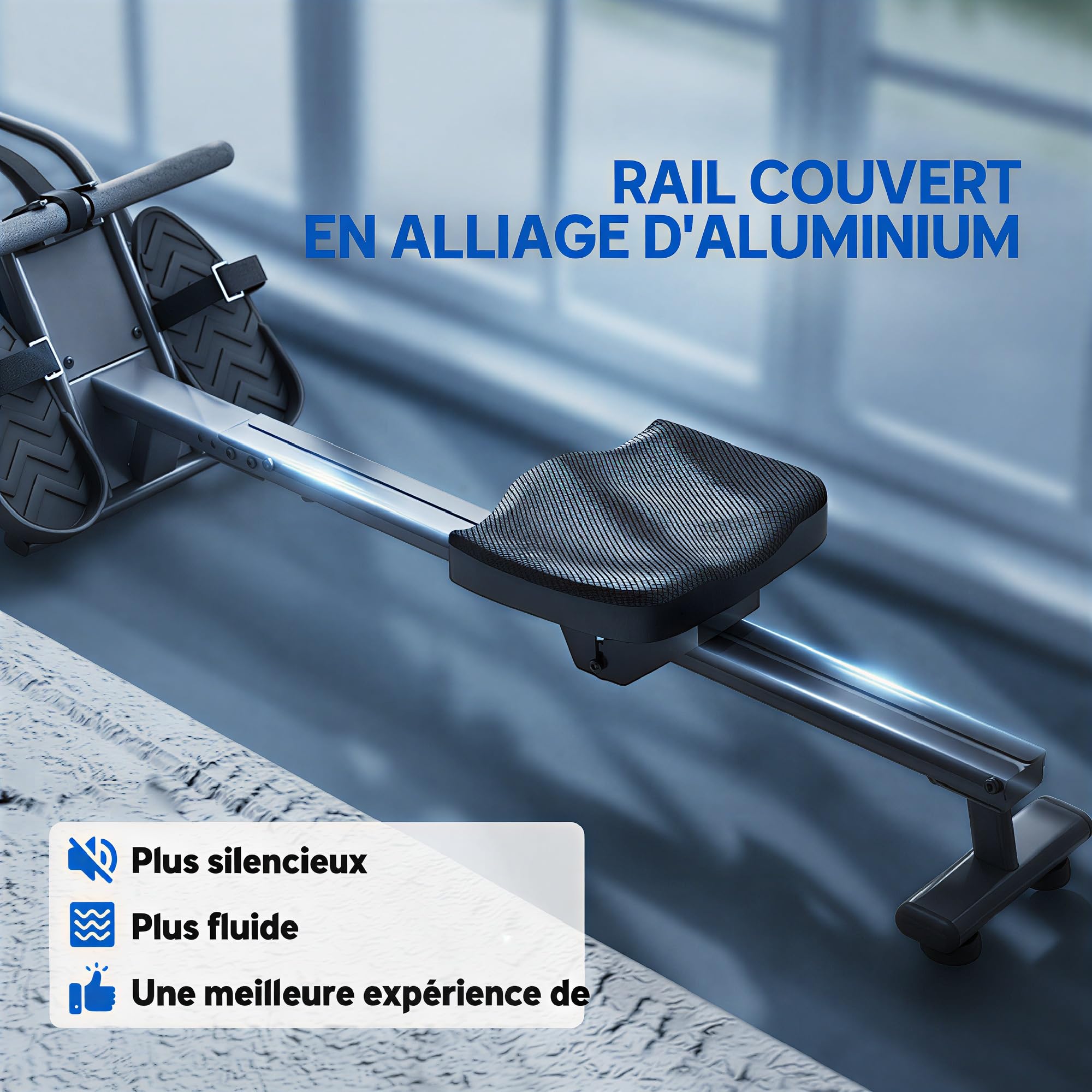 SPORTNOW Rameur à Eau pour Musculation d'appartement, 6 Niveaux de résistance, écran LCD avec Support Tablette, Rangement Vertical à roulettes, Charge Max 135 kg, Acier