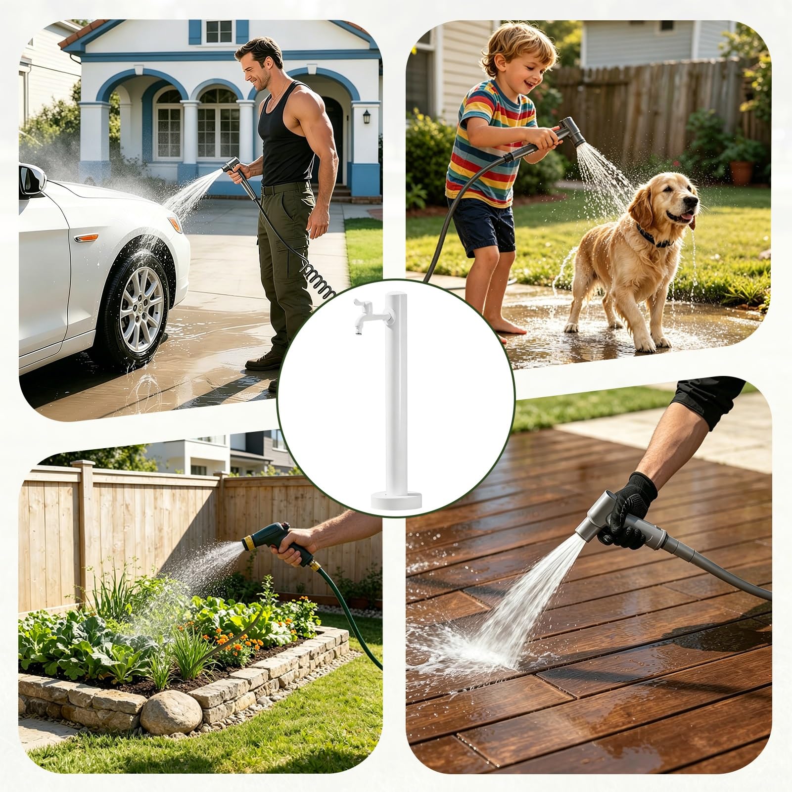 Rubinetto per acqua da esterno a colonna indipendente, idrante per rubinetto da giardino in acciaio inossidabile 304, distributore d'acqua per irrigazione dell'orto agricolo(C,Height: 60cm/23.6in)