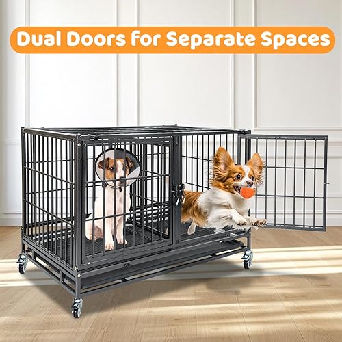 Miniatura 3 de Jaula apilable de 109 cm con puertas de alimentación y separador o bandeja adicional