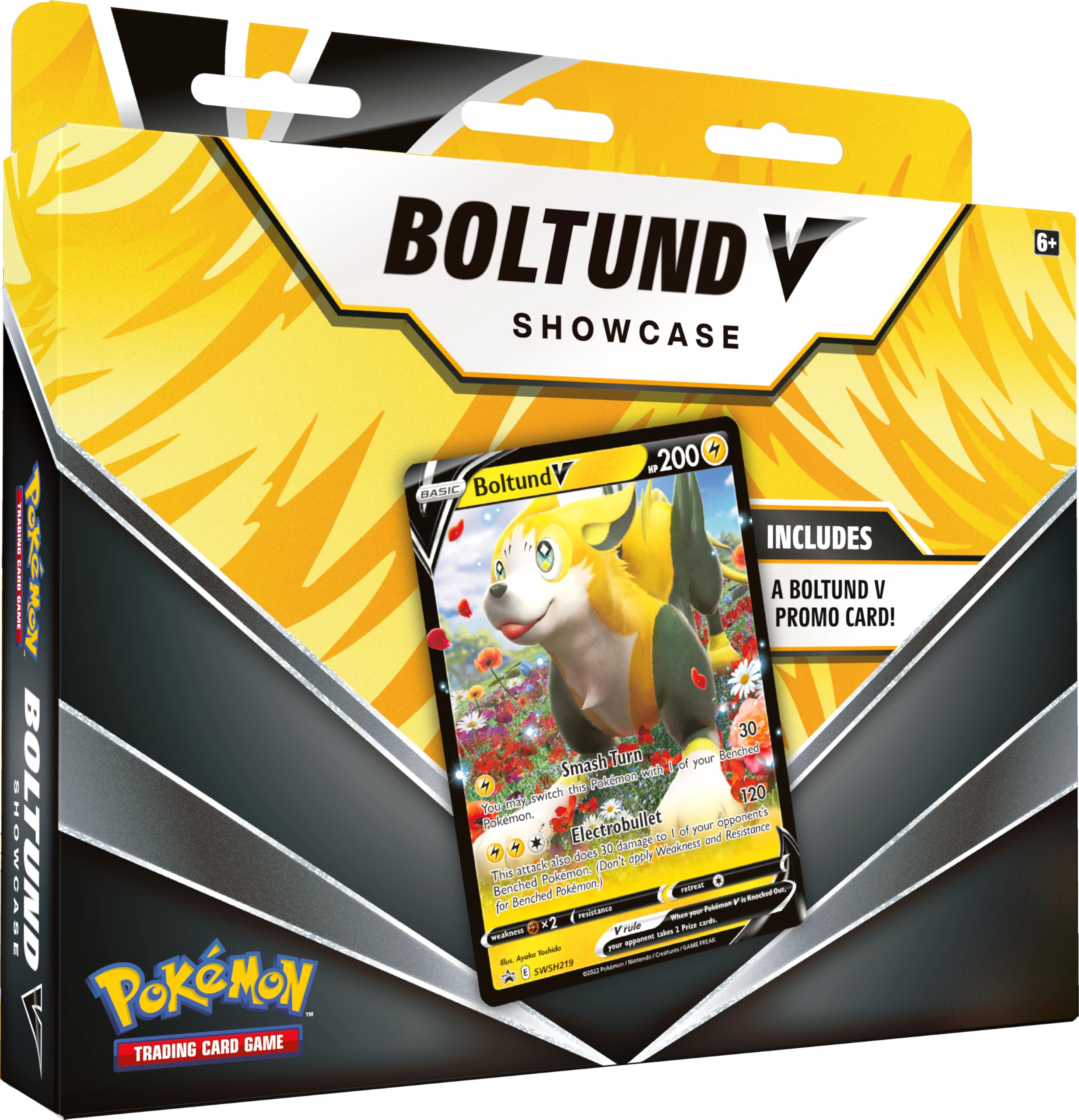 Pokemon TCG: Boltund V Showcase Box (1 Foil Promo Card & 3 Booster Packs)