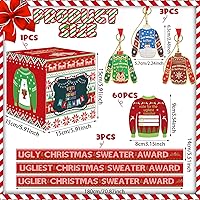 Vista 2 de Juego de 67 tarjetas de votación de suéter feo de Navidad con urna de concurso, 60 tarjetas de votación, 3 bandas de premio de suéter, 3 premios