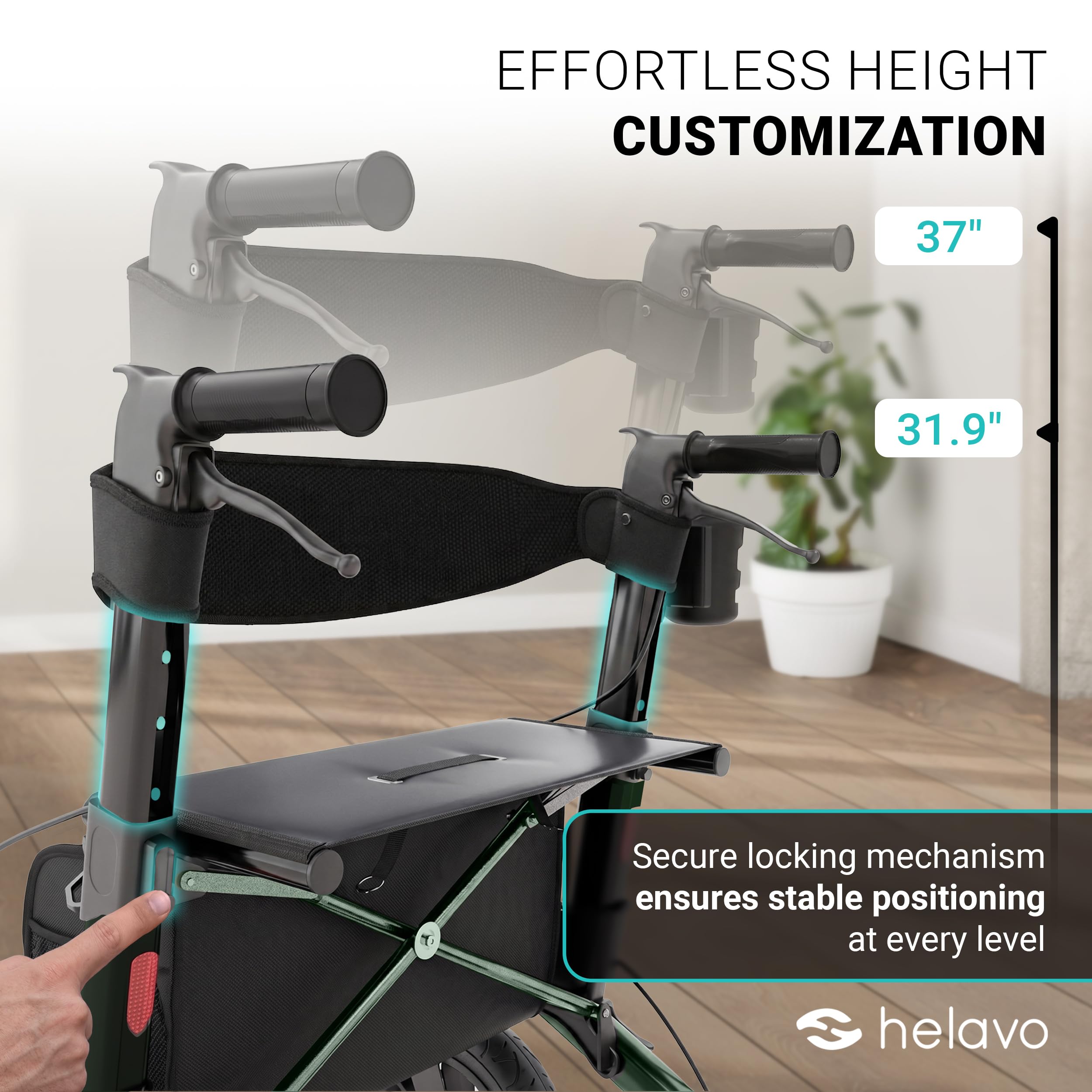 Helavo All Terrain Walker, 12" Pneumatic Tires, Outdoor Rollator Walker — Amazon image 6