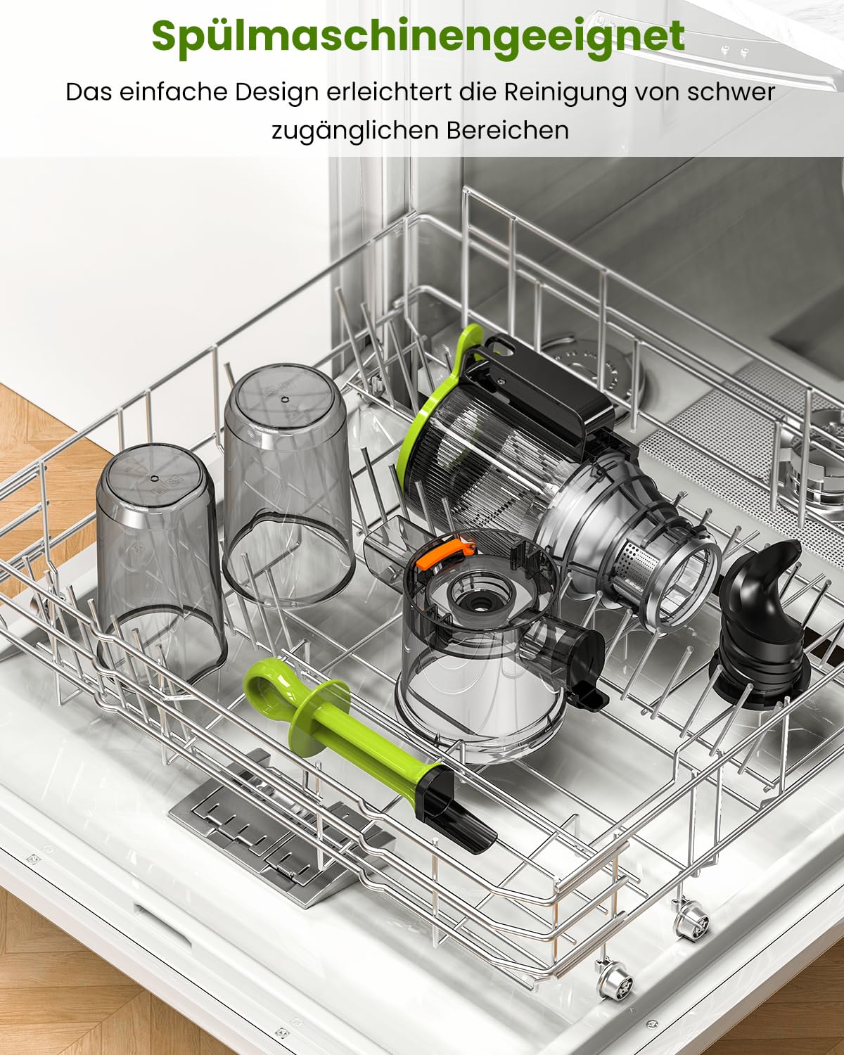 LINKChef Entsafter Slow Juicer, 115 mm Große Einfüllöffnung für Entsafter Gemüse und Obst Testsieger, Kaltentsafter 200W, BPA-frei, Einfach zu Reinigen und Montieren, Grün