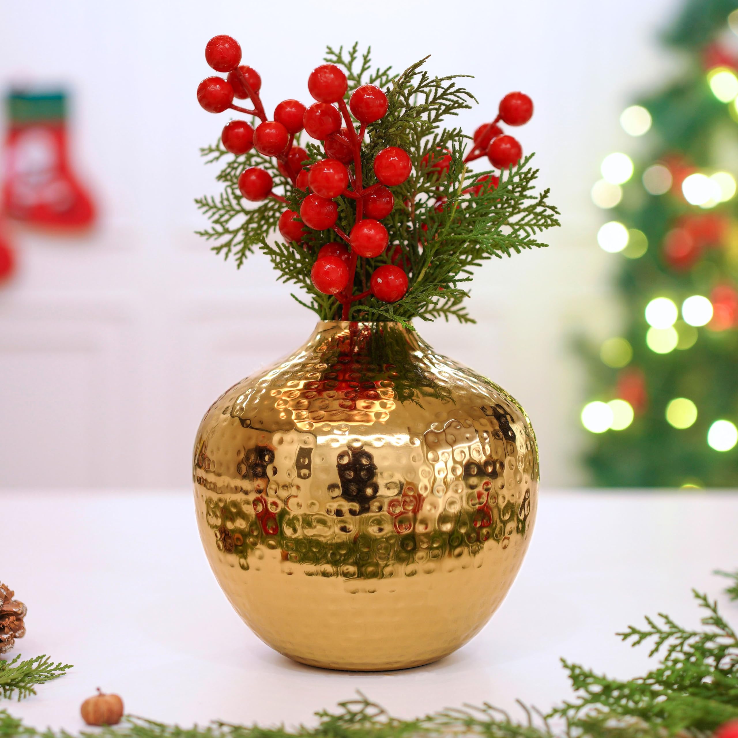 Sponsored Ad - Metal Flower Vase For Home Decor | Table Decorative Item For Bedroom Living Room Office | Best Gift For Wedding Festivals Birthday | Golden Small 1Pc (Flower Not Included, Round)