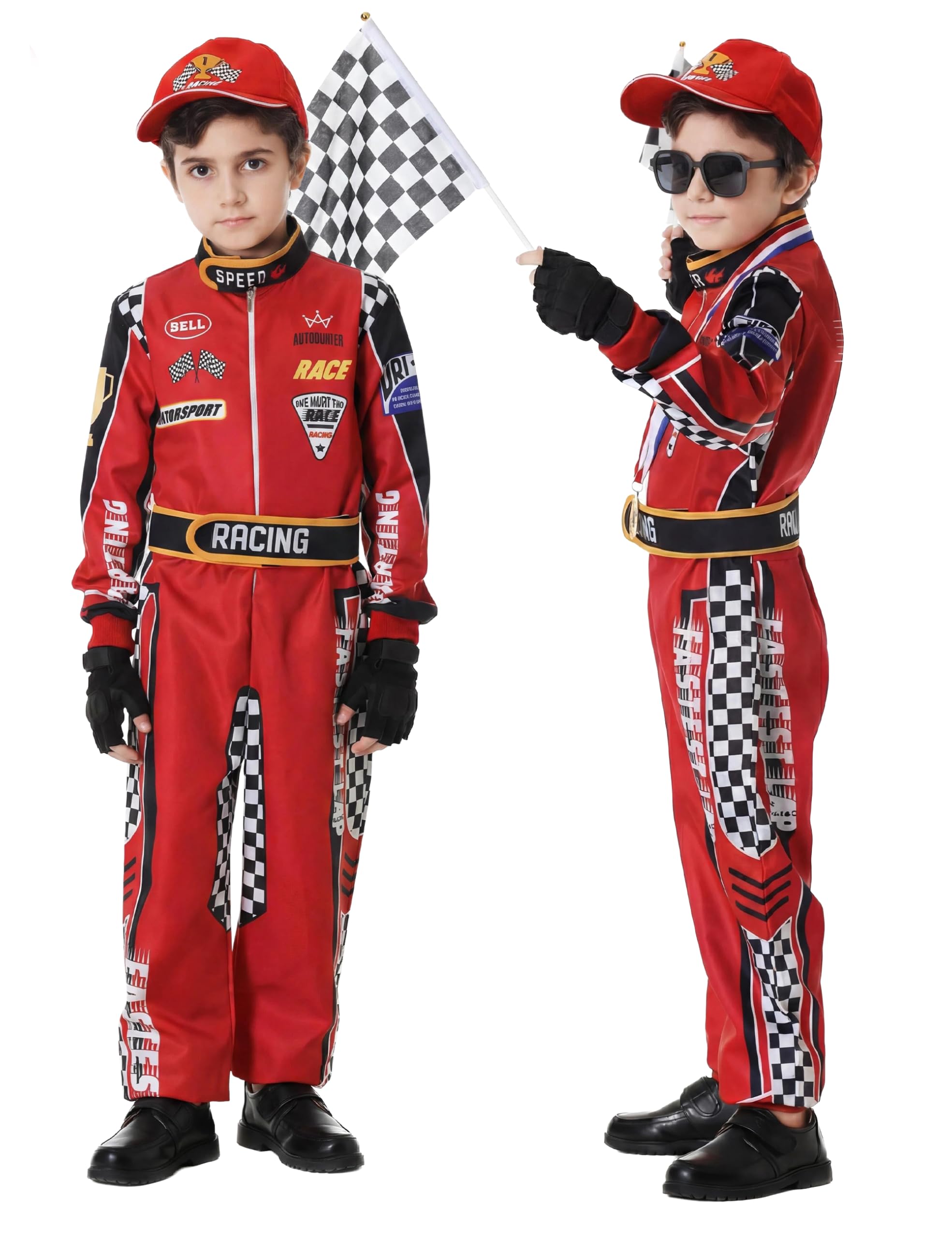 Kostium kierowcy samochodu wyścigowego dla malucha chłopcy dzieci Disfraz de Carro para Niño Racer kombinezon z akcesoriami na Halloween