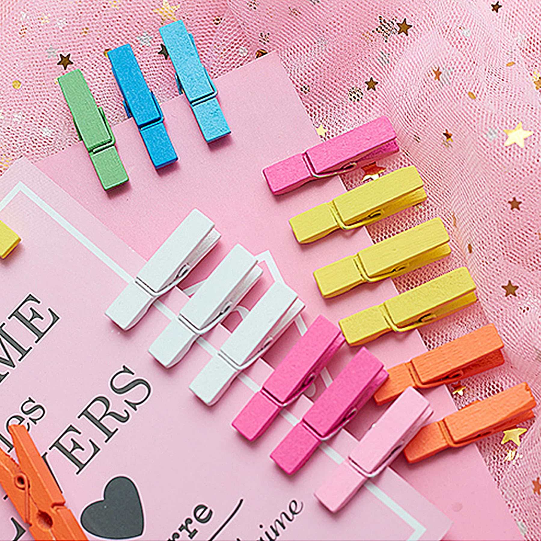 100 Mollette Mini In Legno Naturale - Clip Decorative Per Foto, Appunti, Decorazioni Fai Da Te - Foto 9