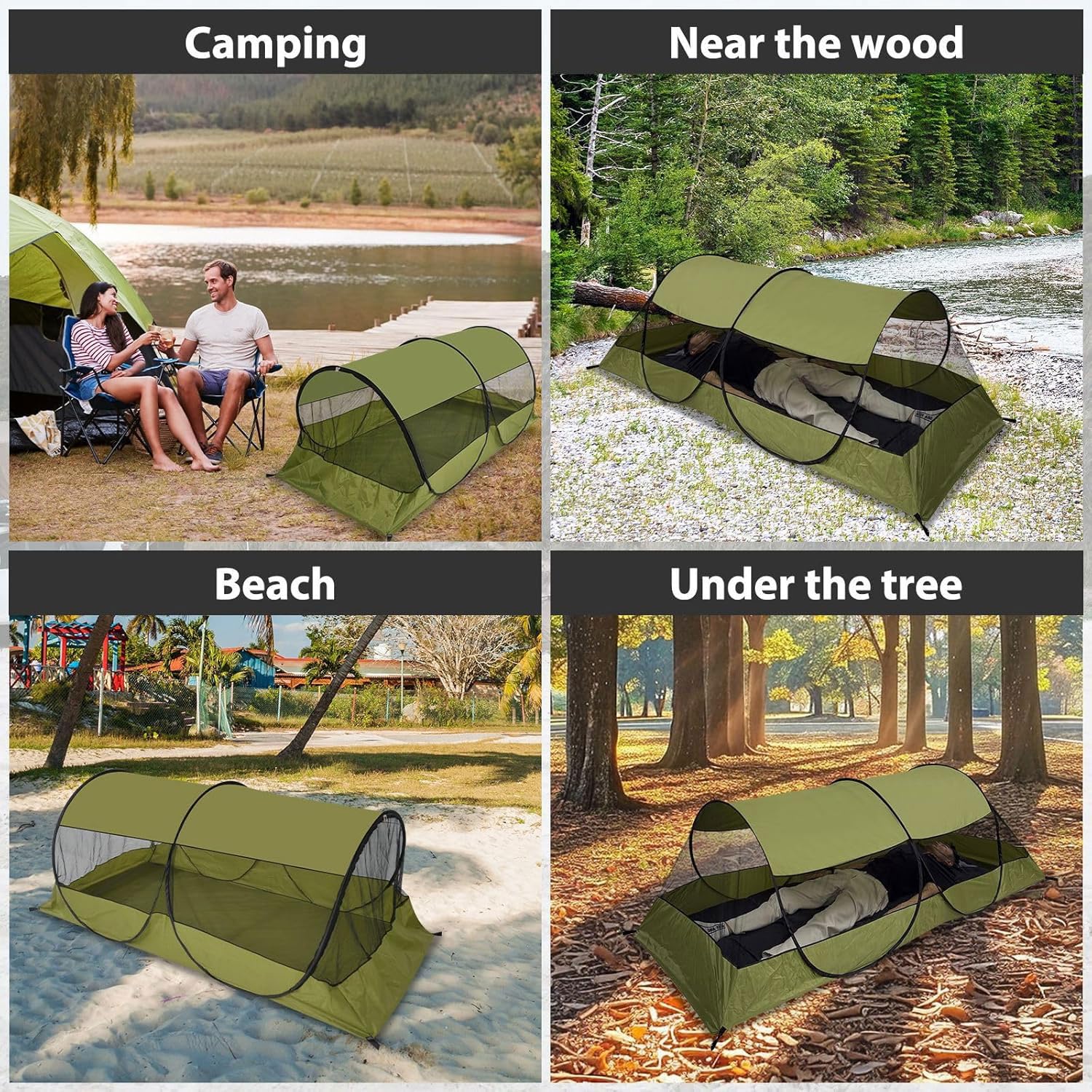 Zanzariera Letto Portatile da Viaggio, Zanzariera da Campeggio Singola Pop Up, Tenda da Campeggio Pop Up 1 Posto, Zanzariera Pop Up Letto Singolo Impermeabile Maglia Fine con Sacca di Trasporto