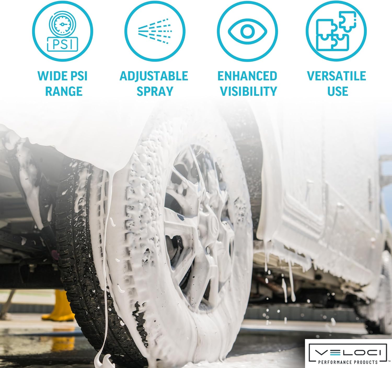 Veloci Performance Clear Foam Cannon with Bottle for Pressure Washer, Adjustable Nozzle