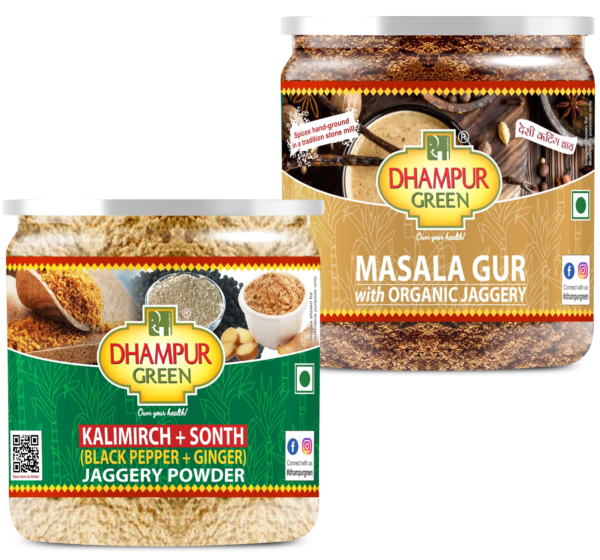 Dhampure Speciality Spiced Jaggery Powder - Ginger And Black Pepper Jaggery & Gur Masala Chai Powder Combo, 550G (B08GH2TW36) Amazon Price History, Amazon Price Tracker