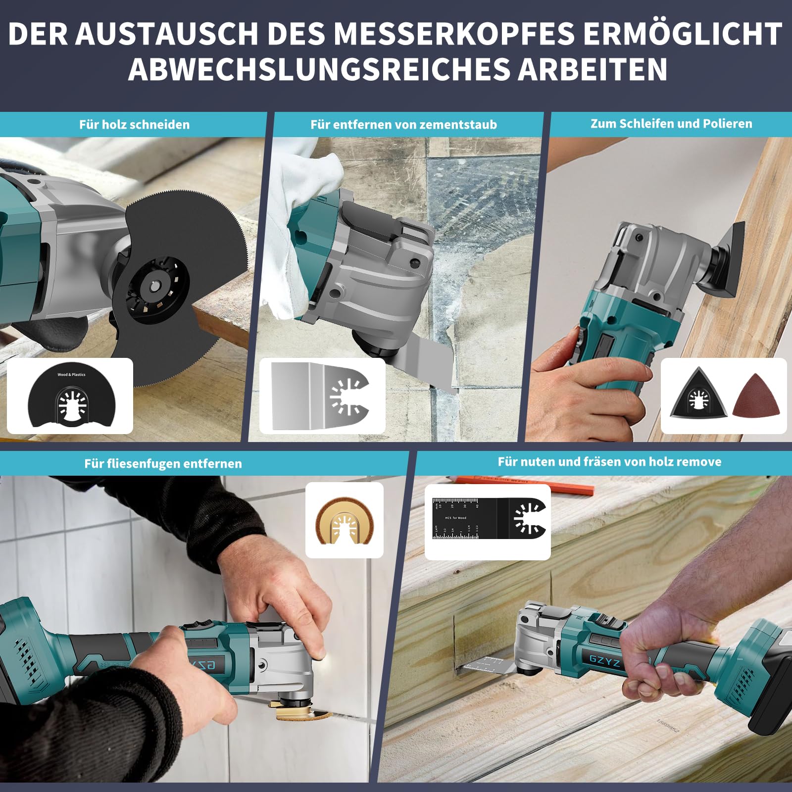 Batería multifunción compatible con batería Makita de 18 V, herramienta oscilante de 6 marchas con 16 accesorios, sierra oscilante con motor sin escobillas, soporte de herramientas (sin batería)