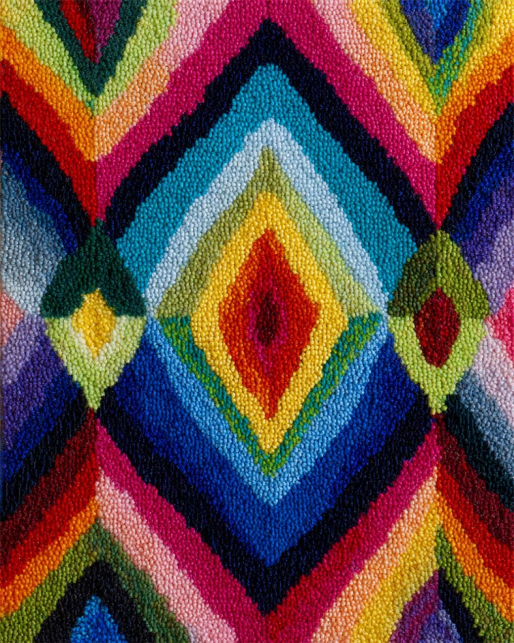 N.LANSHAN Diy Création De Tapis Et Canvas Motif À Carreaux Coloré Kits De Crochets À Nouer Pour La Fabrication De Tapis，Avec Motifs Imprimés Colorés Et Broderie. 80x115cm