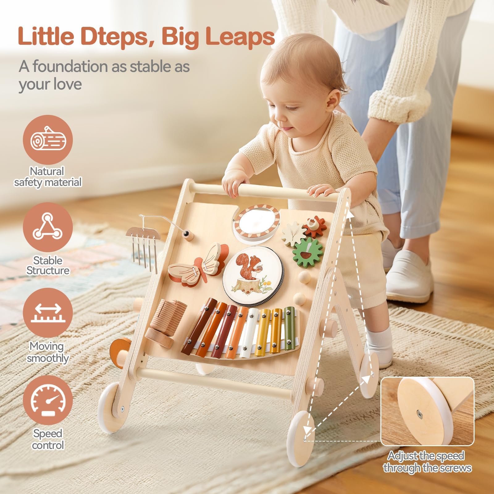 Passeggino in legno per bambini
