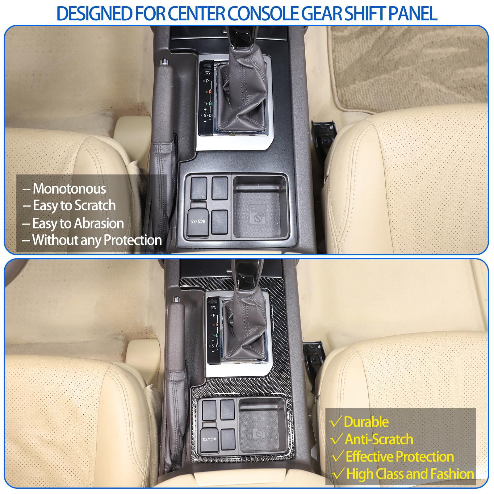 Amazon.com: Soft Carbon Fiber Gear Shift Panel Trim Cover Fit for