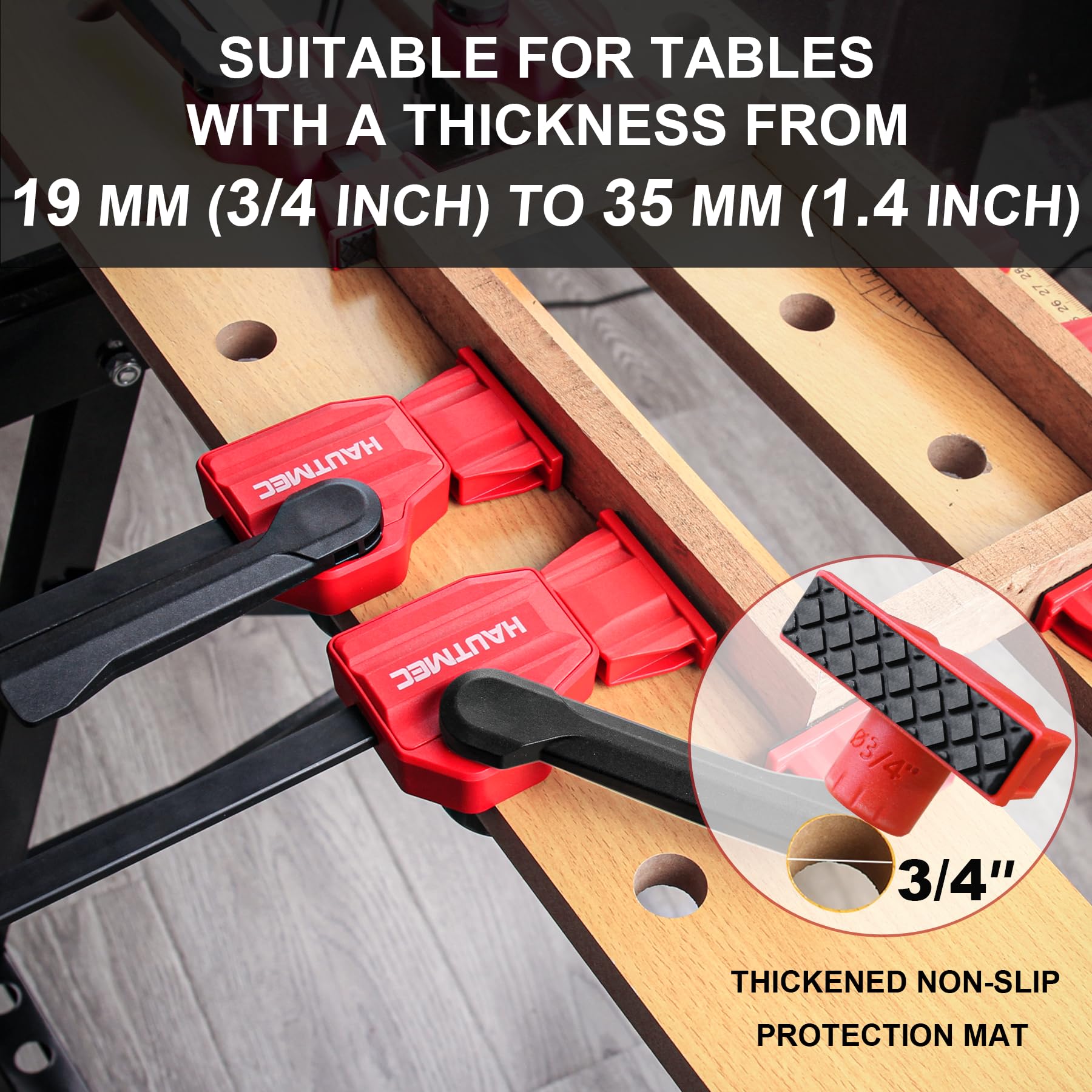HAUTMEC Bench Dog Clamp, Quick-Release Hold Down Clamps for 19mm (3/4") Dog Holes, 170 Lbs Clamping Force - Image 4