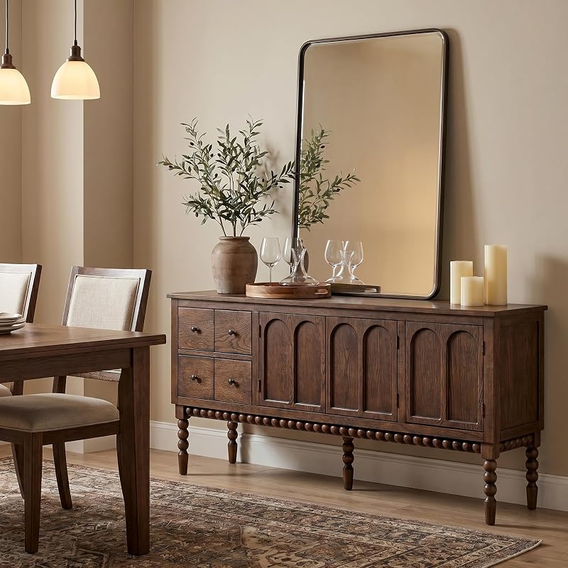 65" TV Entertainment Console, Buffet Cabinet, Cocoa Brown image 4