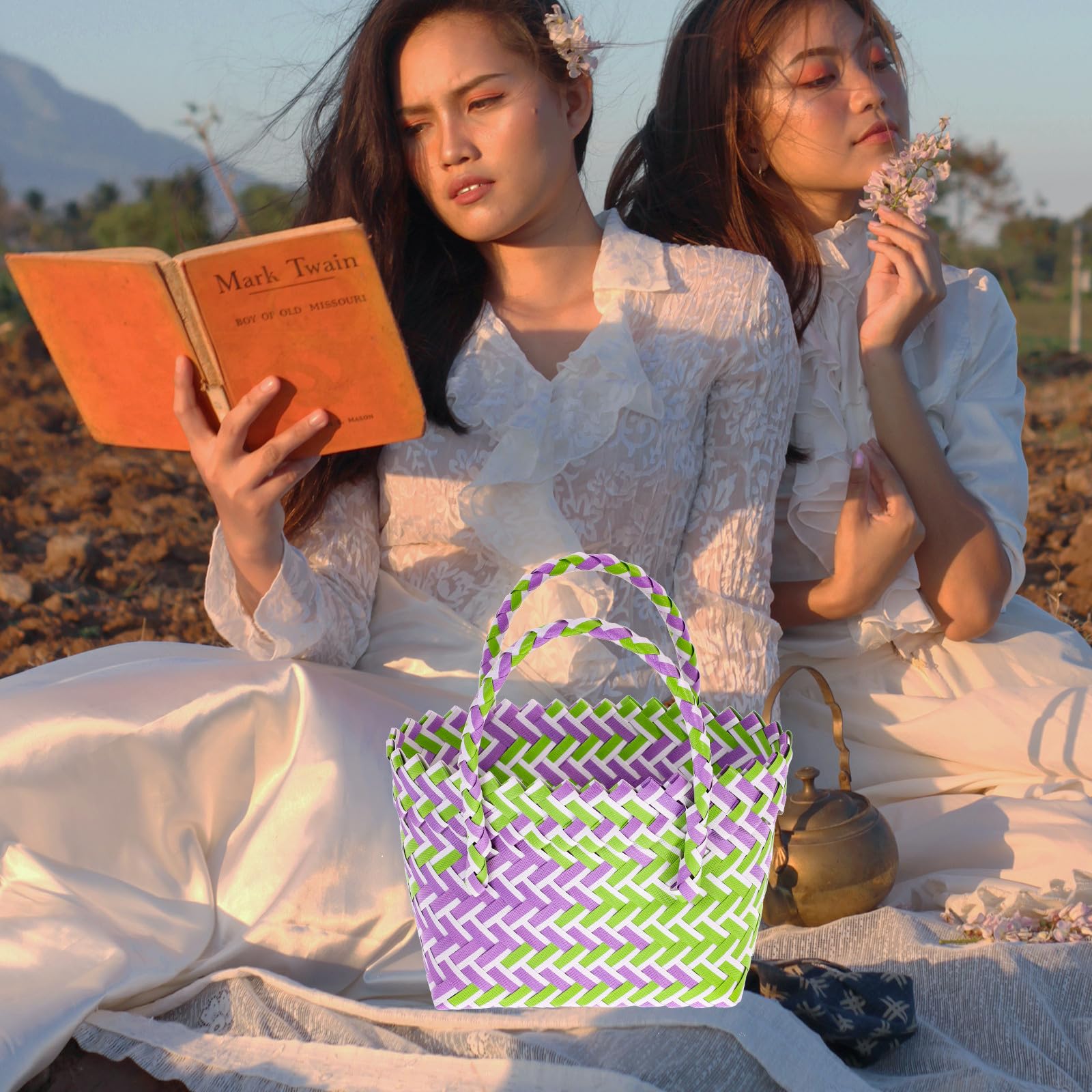 Artibetter Panier Portatif en Pvc Réutilisable, Léger et Chic, pour Fruits et Fleurs, Shopping Salon Design Délicat et Rustique