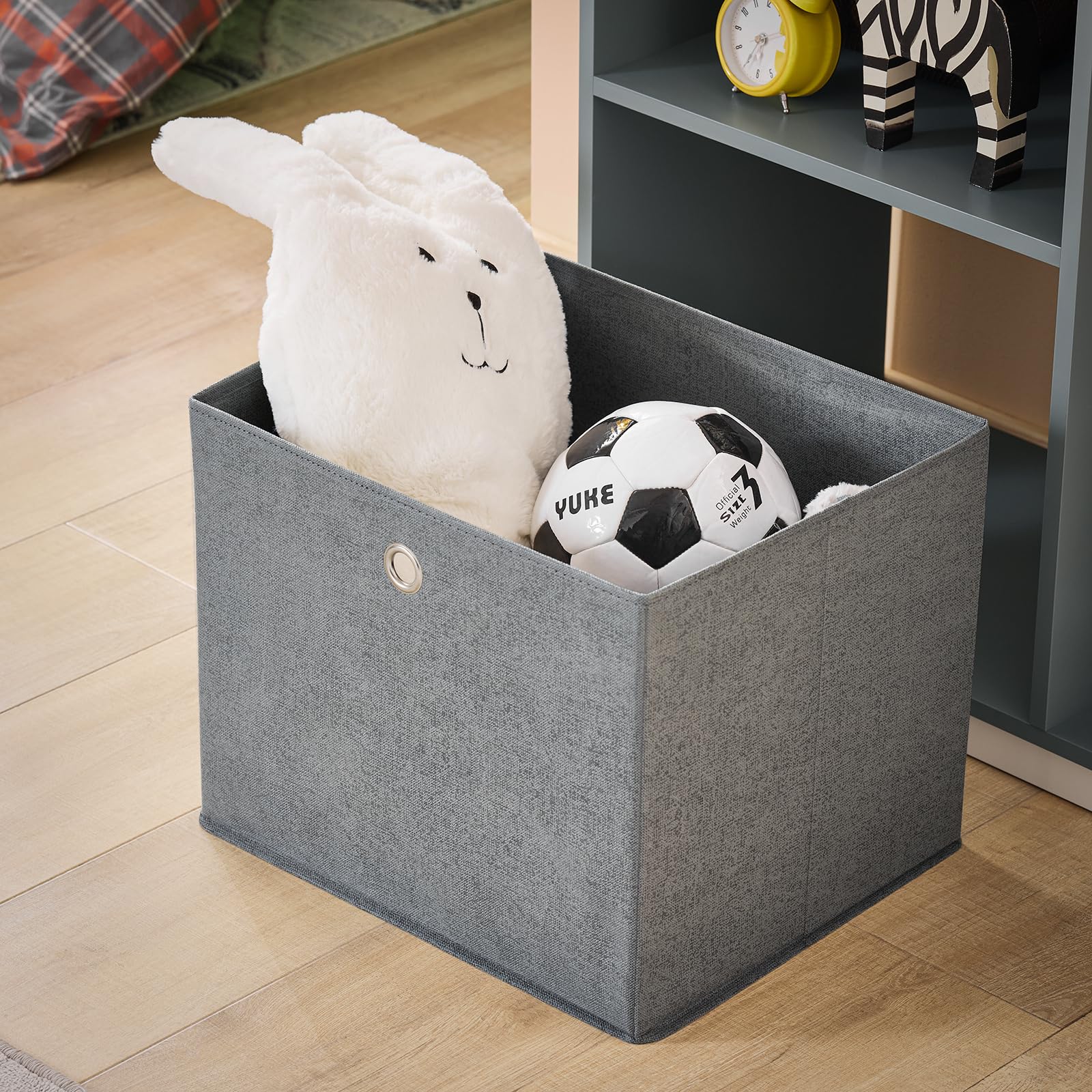 SoBuy Armadio Bambini 3 Scomparti Contenitore Tessuto Ganci Laterali Guardaroba Grigio 97x35x108 KMB40-HG