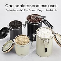 Vista 8 de Veken Recipiente de café, recipiente hermético de acero inoxidable para almacenamiento de alimentos de cocina con rastreador de fecha y cuchara