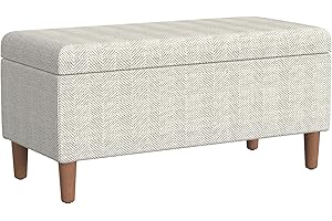 HomePop Malmo Cream Chevron Woven Storage Bench
