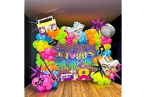 80's Trunk or Treat Decorations: Balloon Garland Arch Kit with a Groovy Vibe